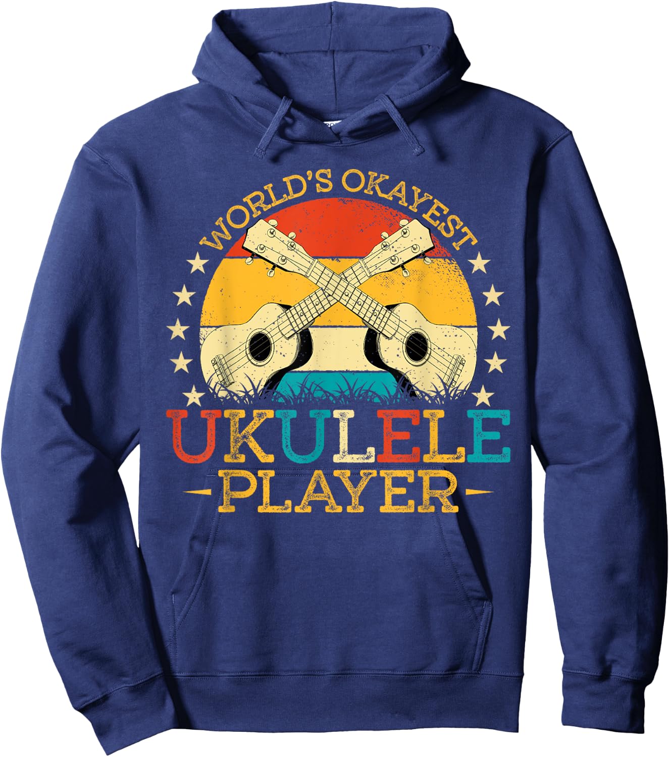 Retro Vintage Style World Okayest Ukulele Uke Player Hoodie - Hoodie | Navy