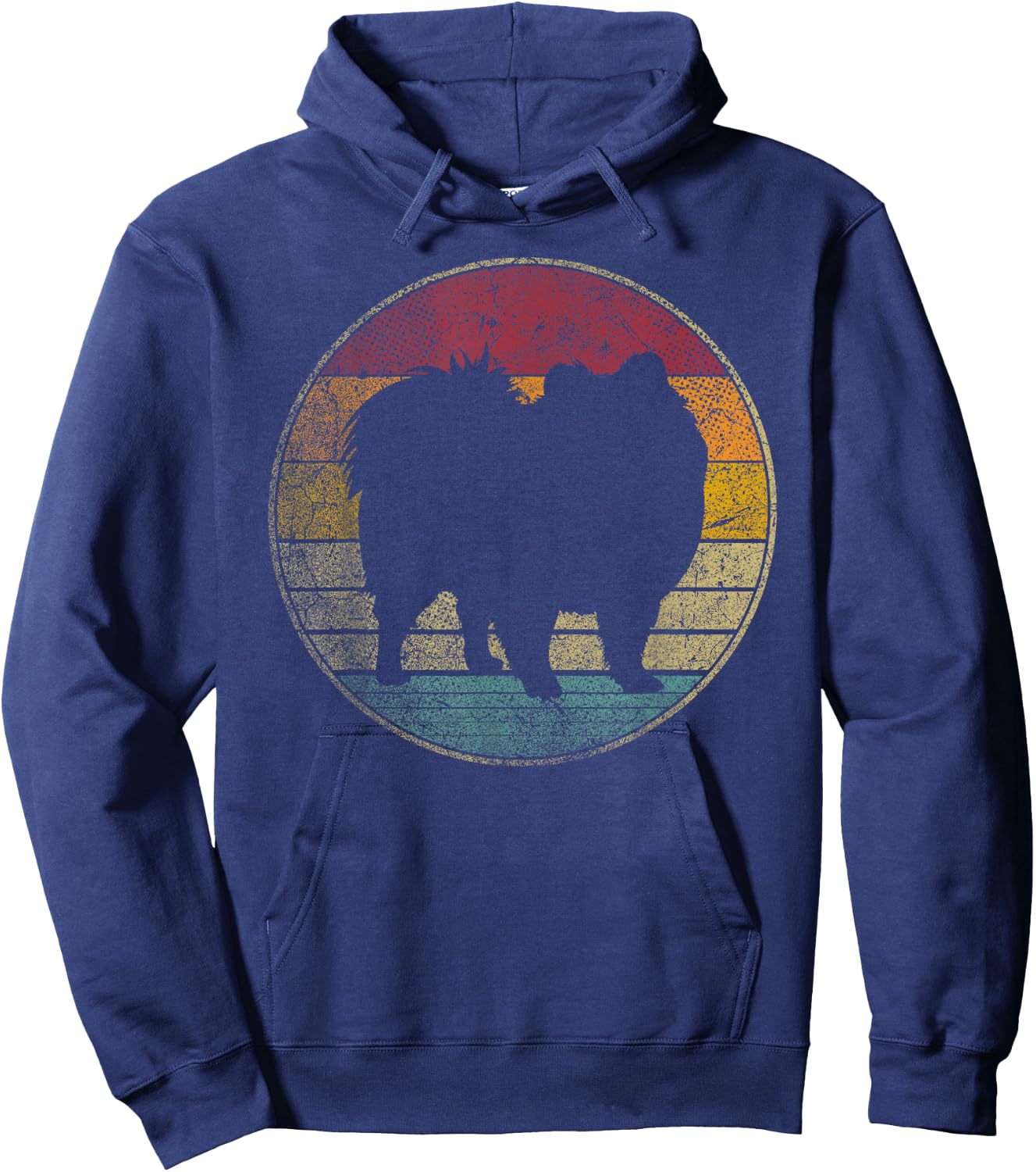 Pomeranian Dog Vintage Distressed Retro 70s 80s Gift Love Men Women Kids Hoodie - Hoodie | Navy