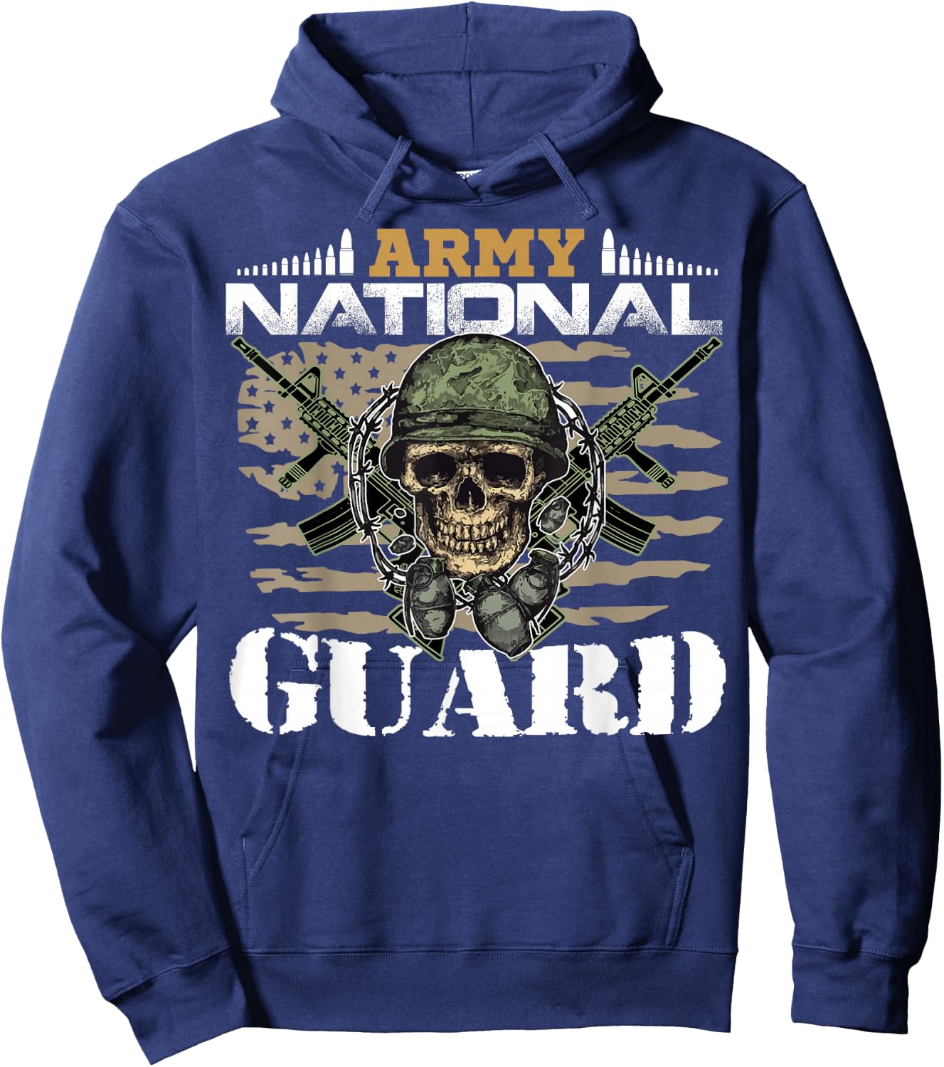 Proud Army National Guard With Vintage American Flag Gifts Hoodie - Hoodie | Navy