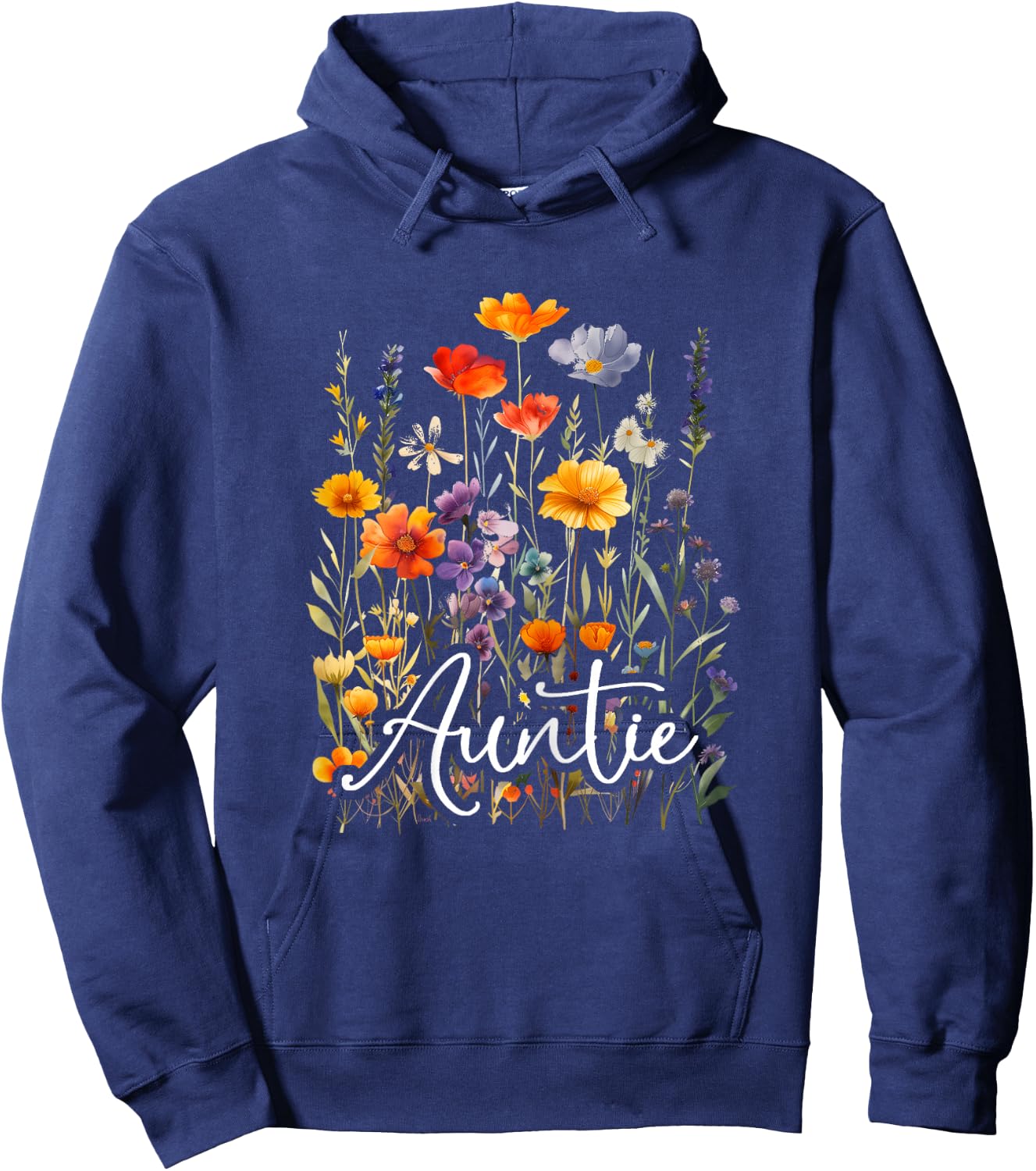 Gifts Co. Auntie Wildflowers Women Aunt Mother's Day Christmas Gardner , Female X-Small Hoodie - Hoodie | Navy