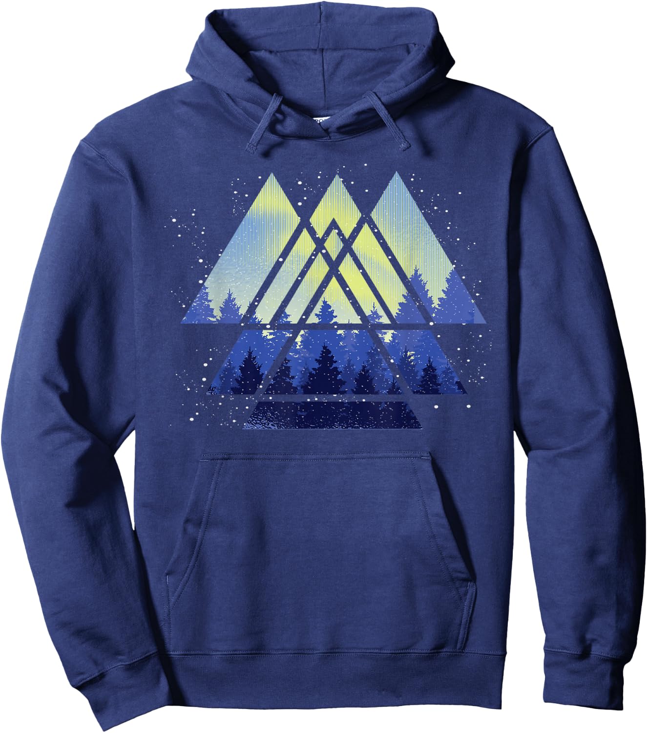 Geometric Triangle Outdoor Trees Forest Wildlife Nature Hoodie - Hoodie | Navy