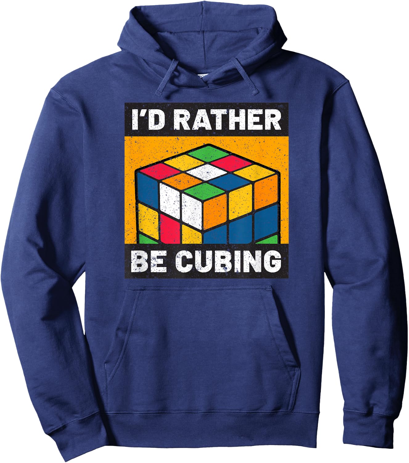 Competitive Puzzle Cube I'd Rather Be Cubing Speed Cubing Hoodie - Hoodie | Navy