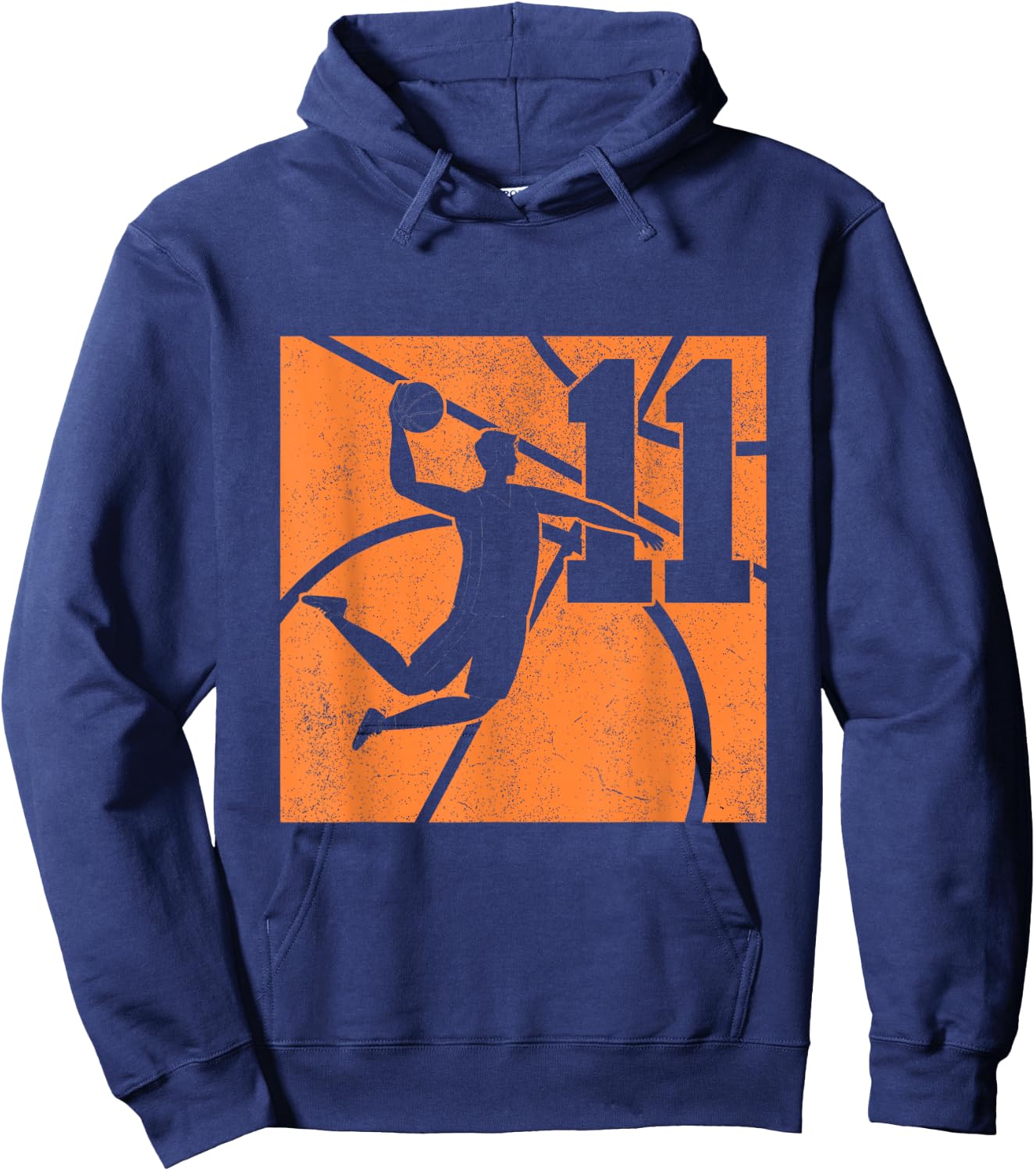 11 Year Old Basketball Dunk 11th Birthday Party Themed Boys Hoodie - Hoodie | Navy