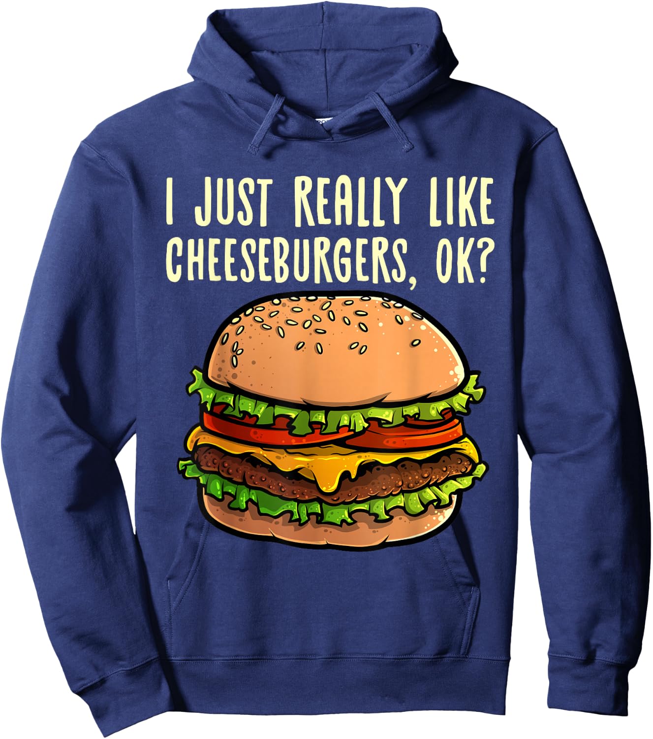 Funny Cheeseburger Hamburger Design Burger Lover Men Women Hoodie - Hoodie | Navy