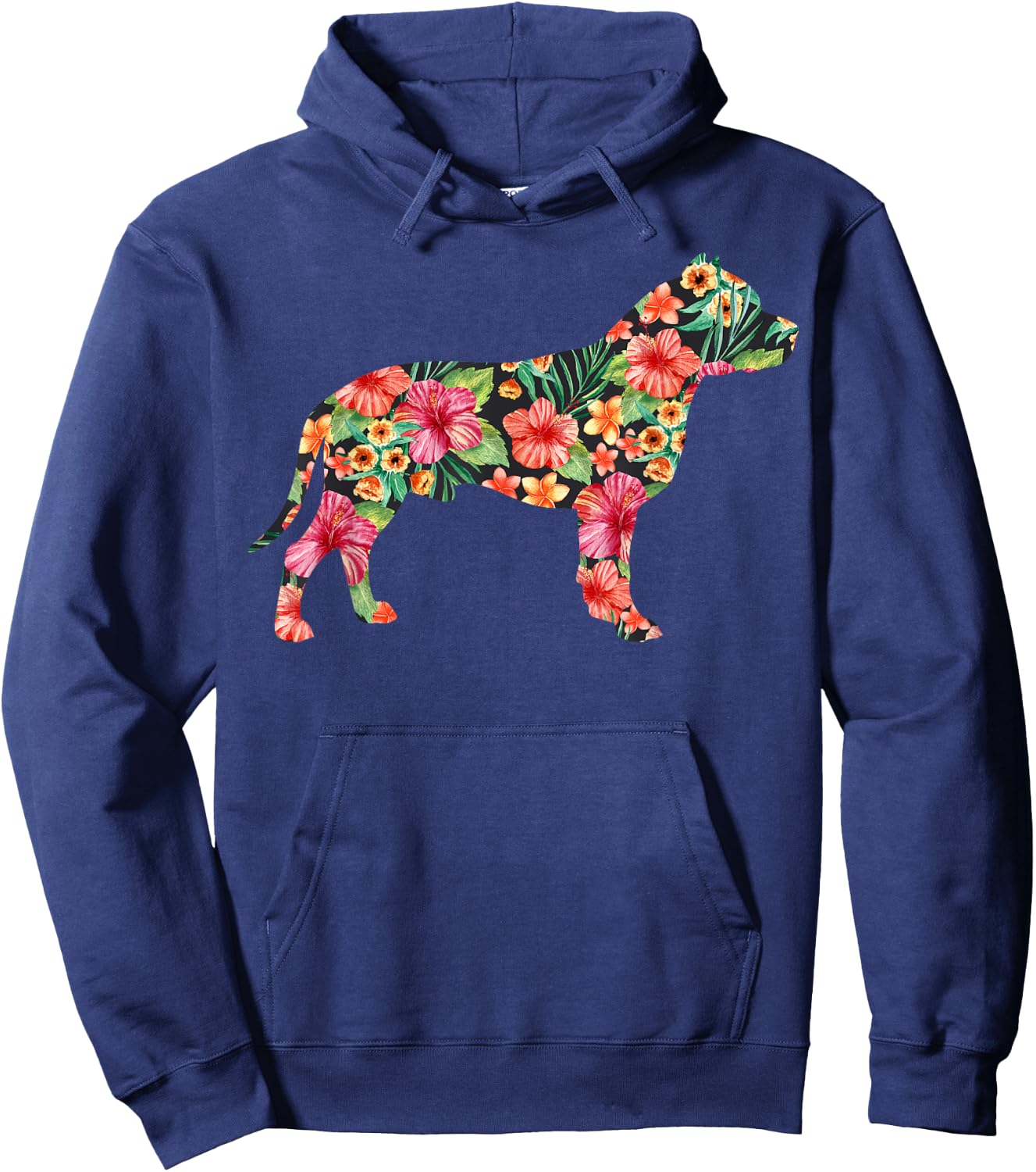 Pit Bull Flower Funny Dog Silhouette Floral Gifts Women Men Hoodie - Hoodie | Navy