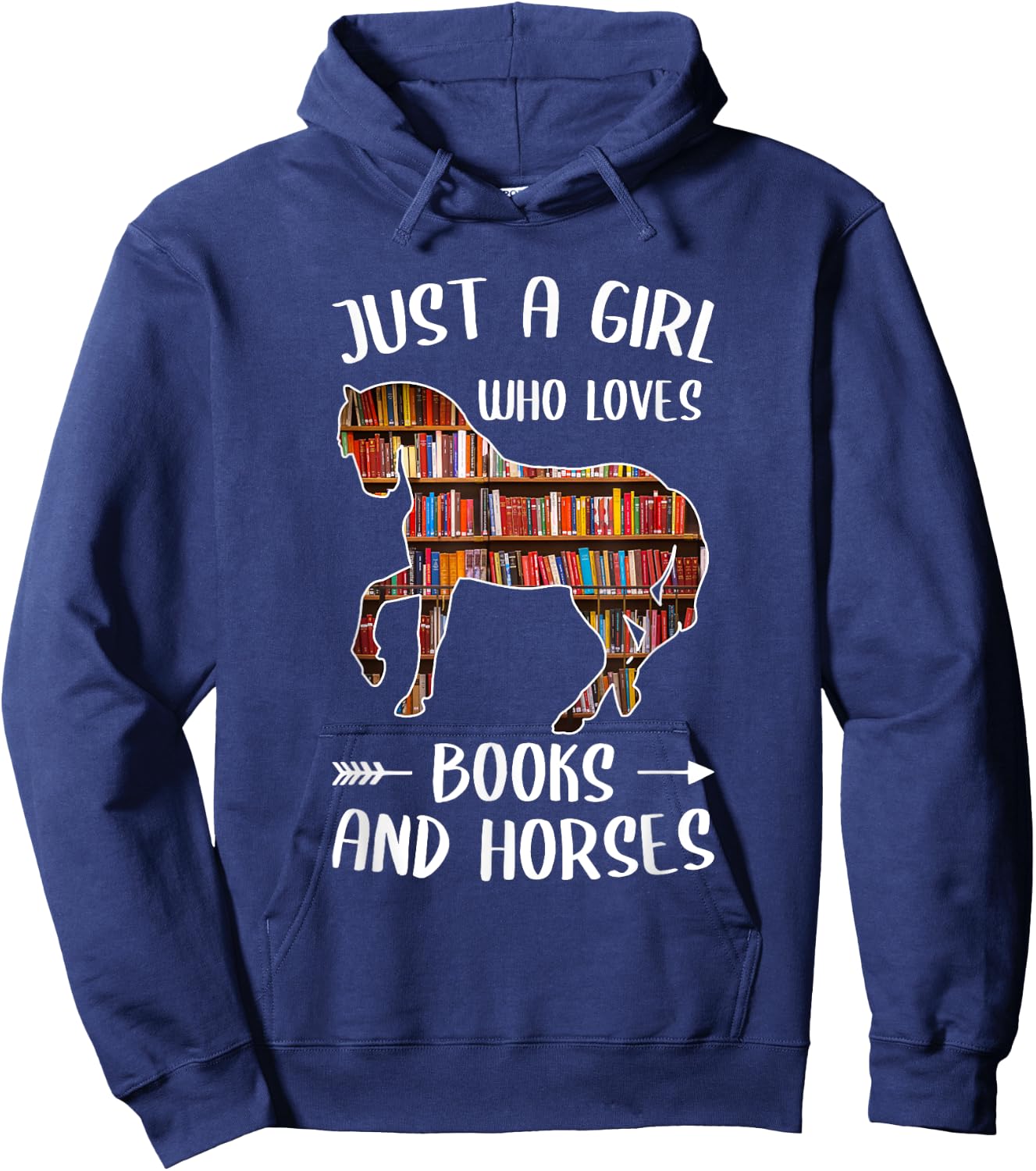 Just A Girl Who Loves Books And Horses - Funny Reading Hoodie - Hoodie | Navy