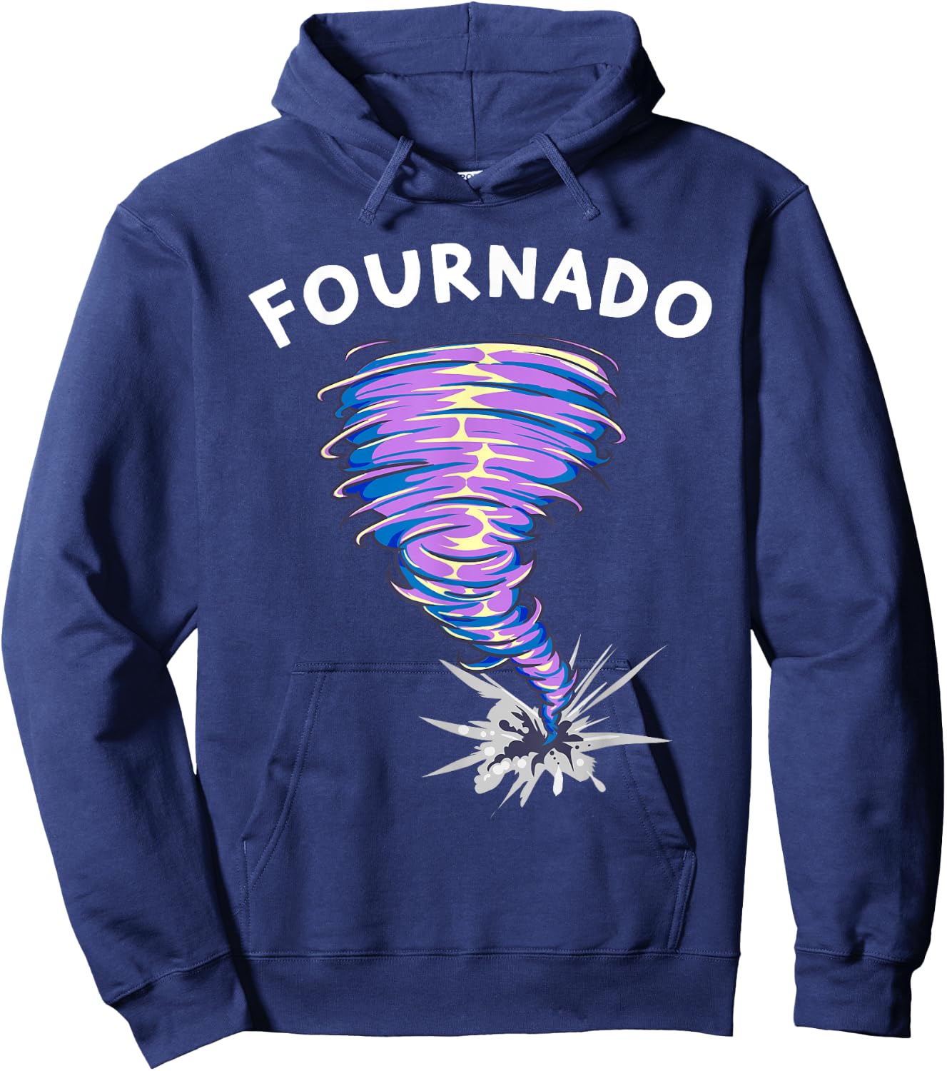 Fournado 4th Birthday 4 Year Old Tornado Birthday Hoodie - Hoodie | Navy