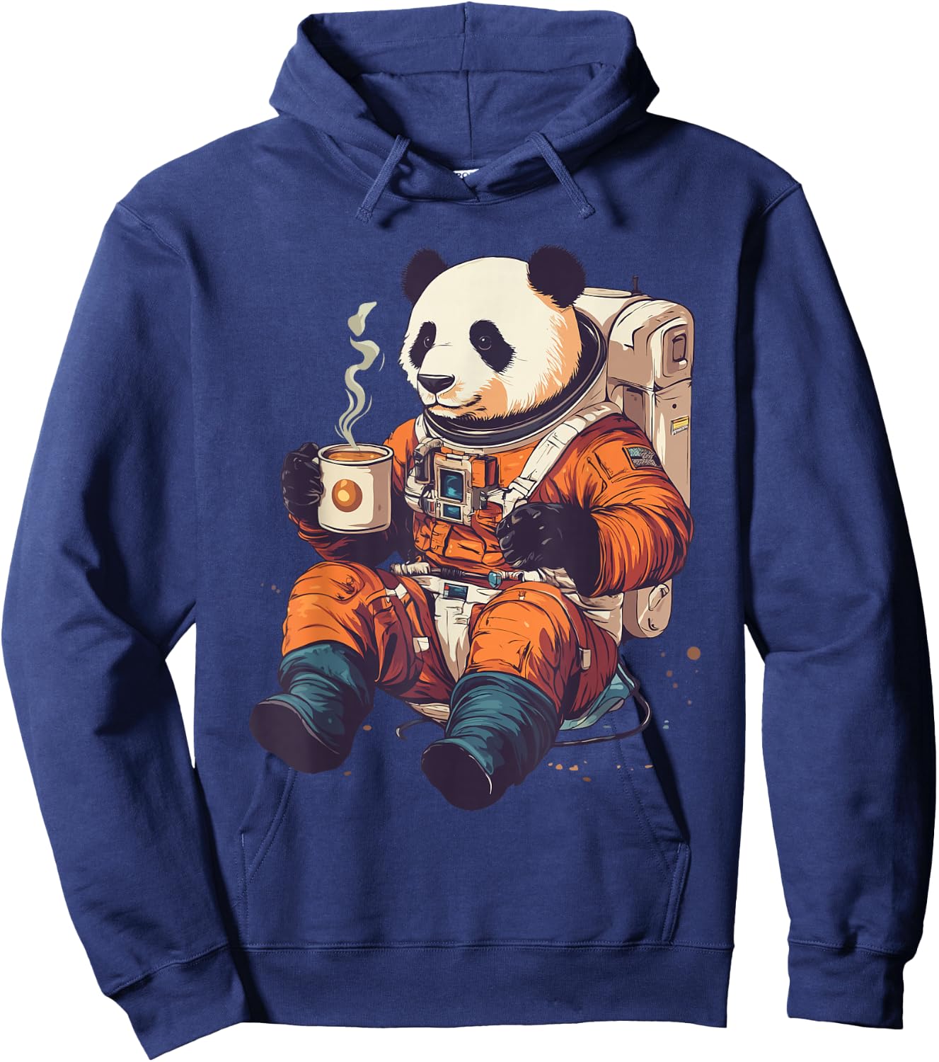 Panda Astronaut with Coffee Space Astronaut Panda Hoodie - Hoodie | Navy