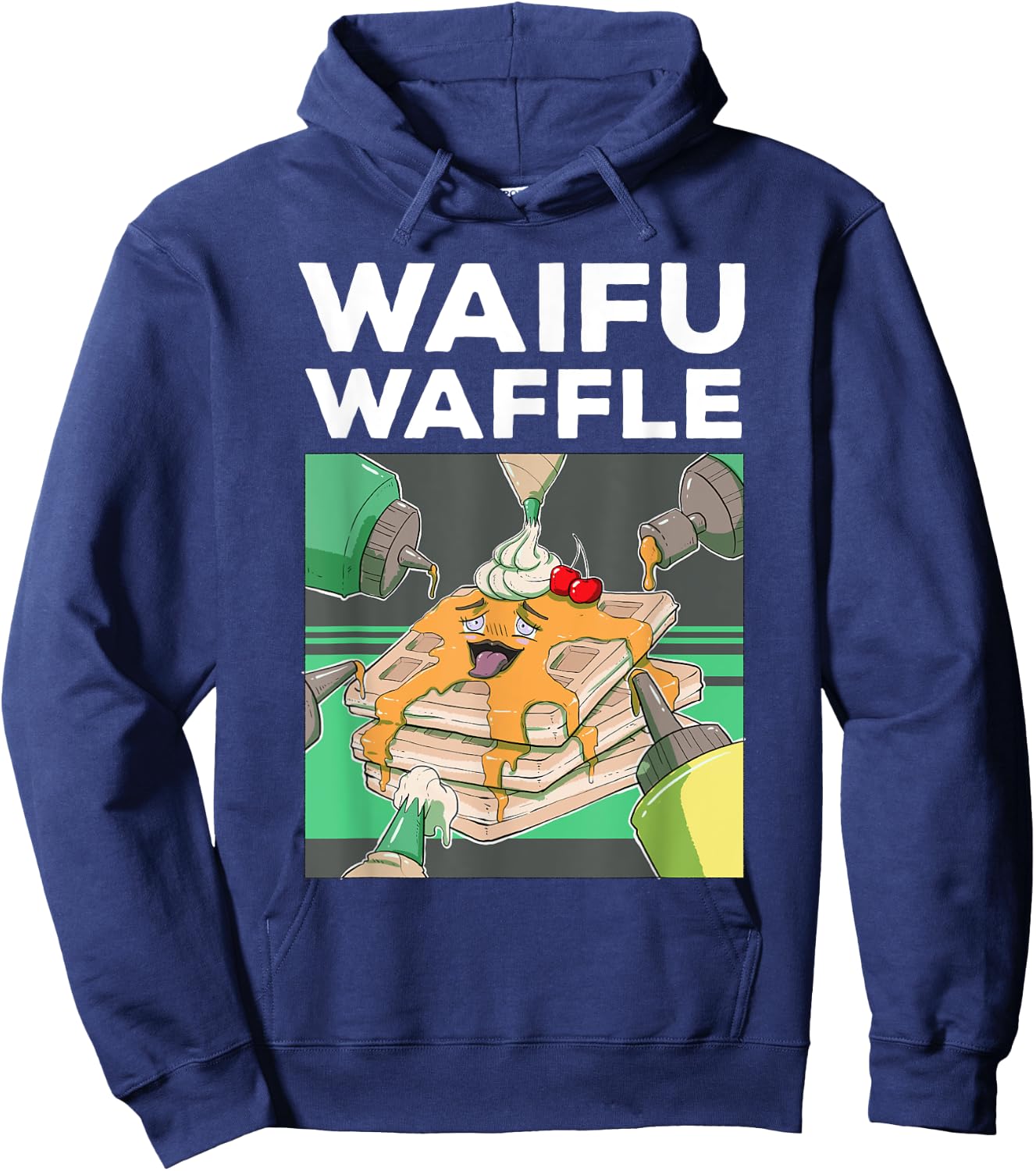 Otaku Ahegao WAIFU WAFFLE Ecchi Etchi Hentai Lewd Great Gift Hoodie - Hoodie | Navy
