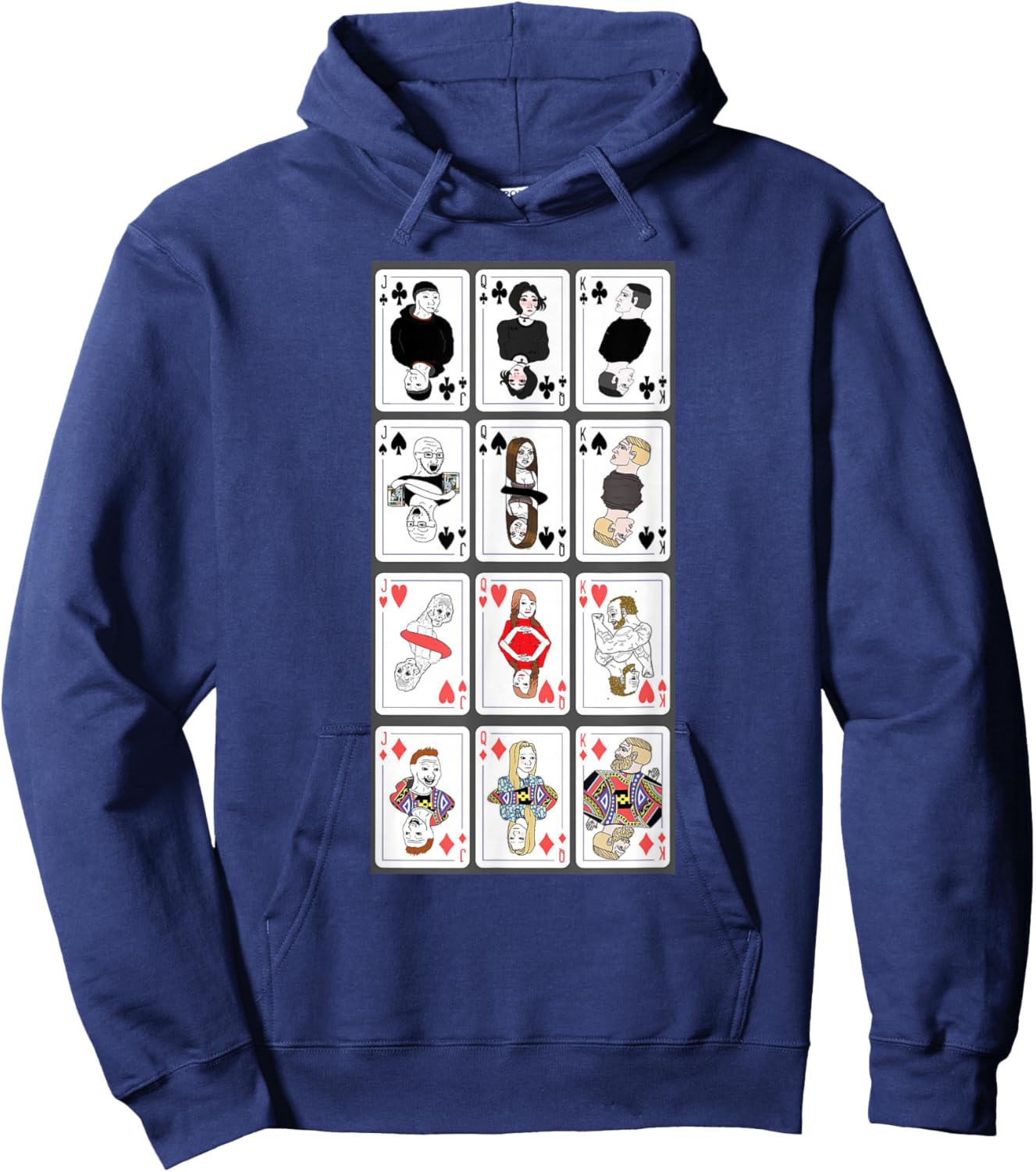 Wojak Meme Playing Cards Hoodie - Hoodie | Navy