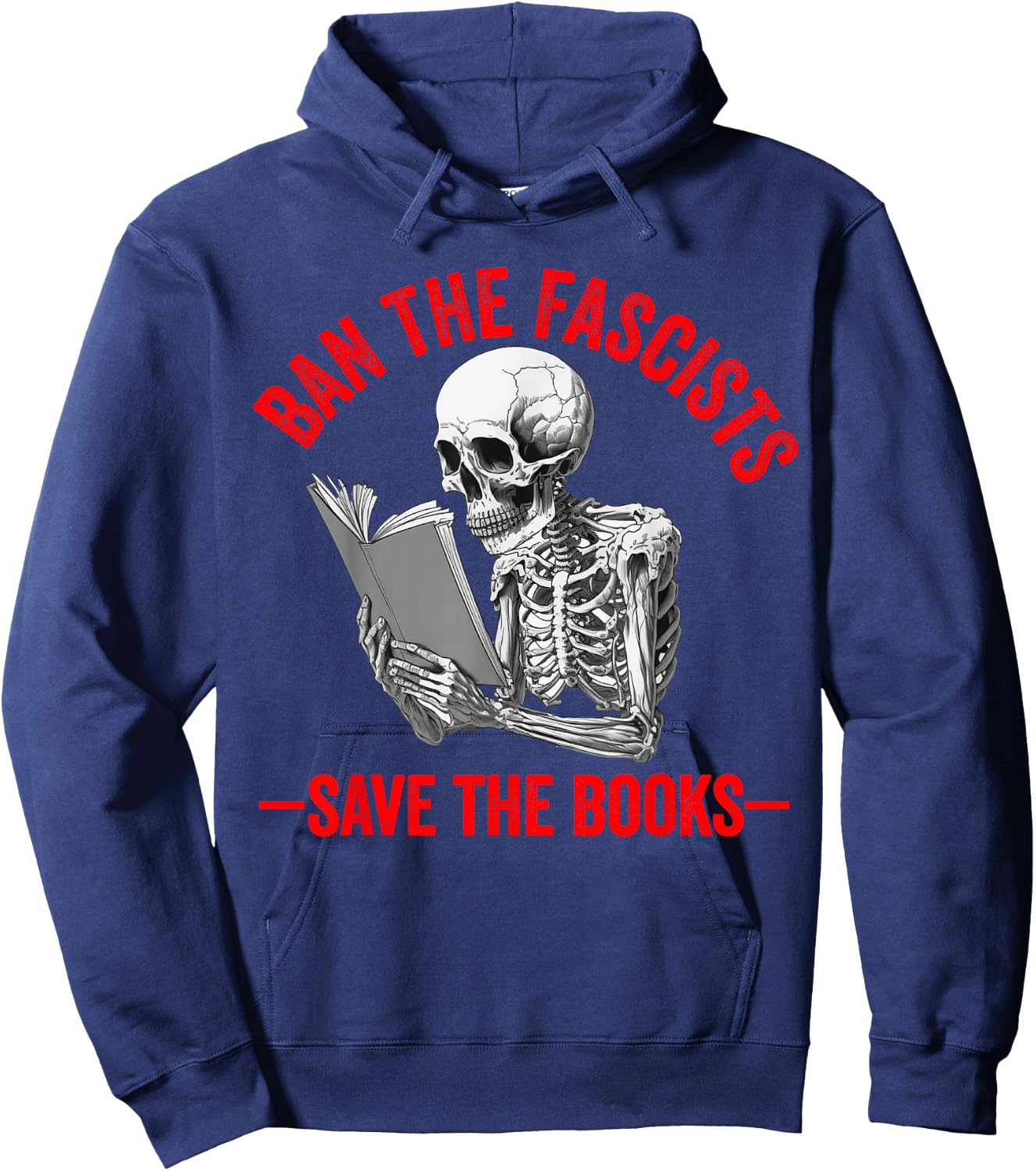 Ban The Fascists Save The Books Funny Book Lover Worm Nerd Small Hoodie - Hoodie | Navy