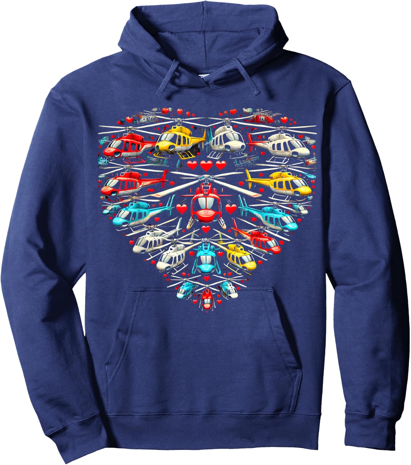 Pilot Helicopter Lover Valentines Day Men Women Kids Graphic Hoodie - Hoodie | Navy