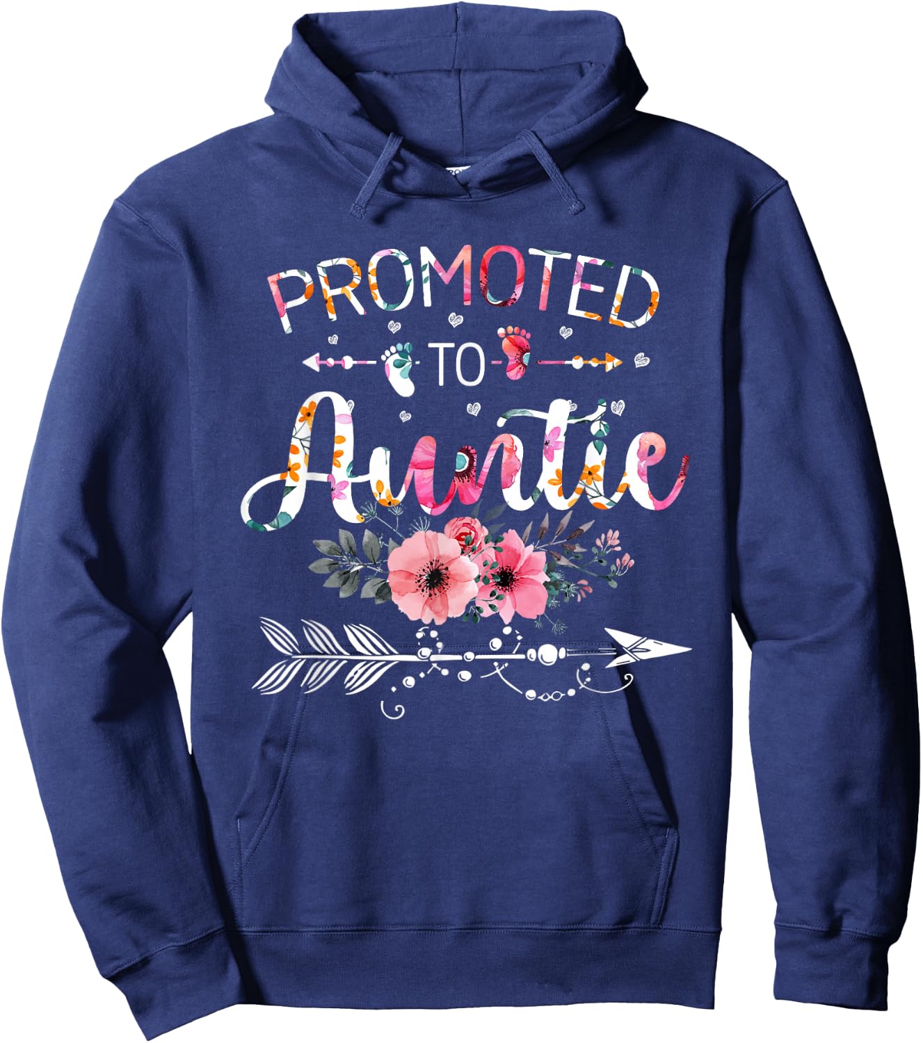 Promoted To Auntie Announcement Aunt New Auntie Mothers Day Hoodie - Hoodie | Navy