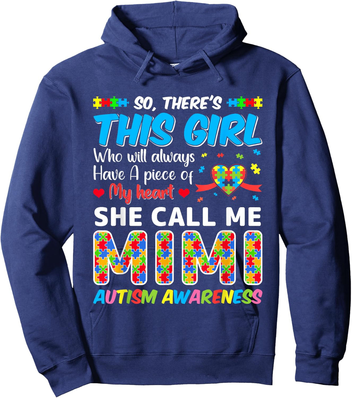 Autism Mimi - Autism Awareness Grandmom Autism Motivational Hoodie - Hoodie | Navy