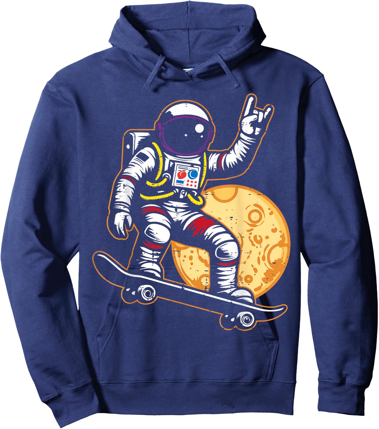Astronaut Skateboard Rock Hand Space Rocker Men Boys Kids Hoodie - Hoodie | Navy