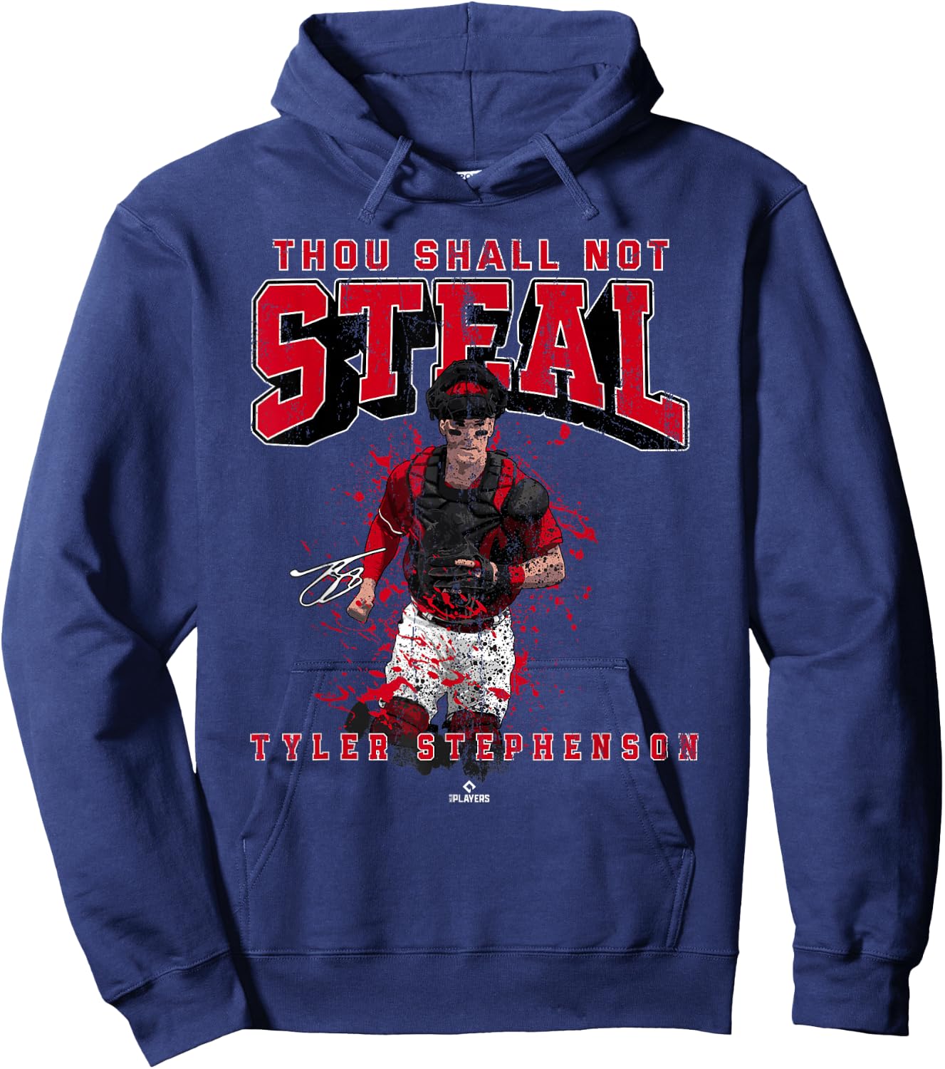 Thou Shall Not Steal Tyler Stephenson Cincinnati MLBPA Hoodie - Hoodie | Navy