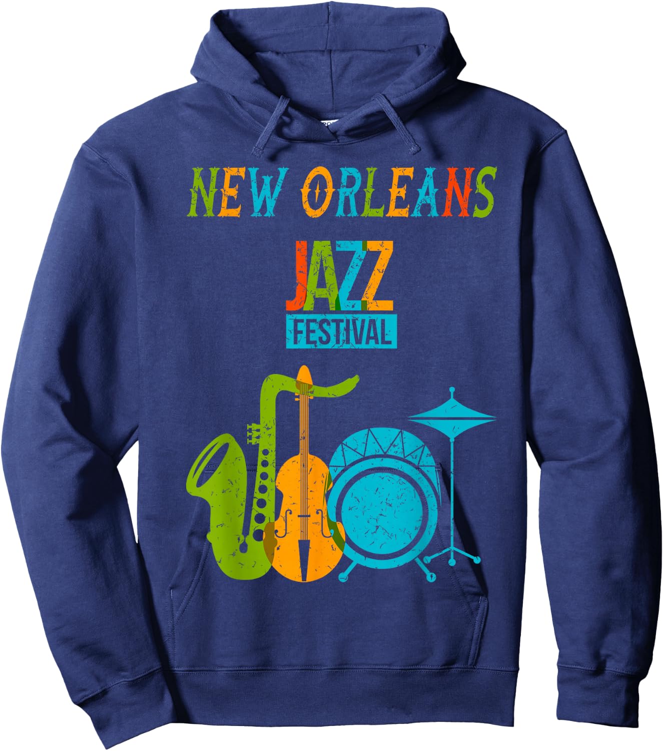 New Orleans Festival of Jazz Music Gift Louisiana Jazz Hoodie - Hoodie | Navy