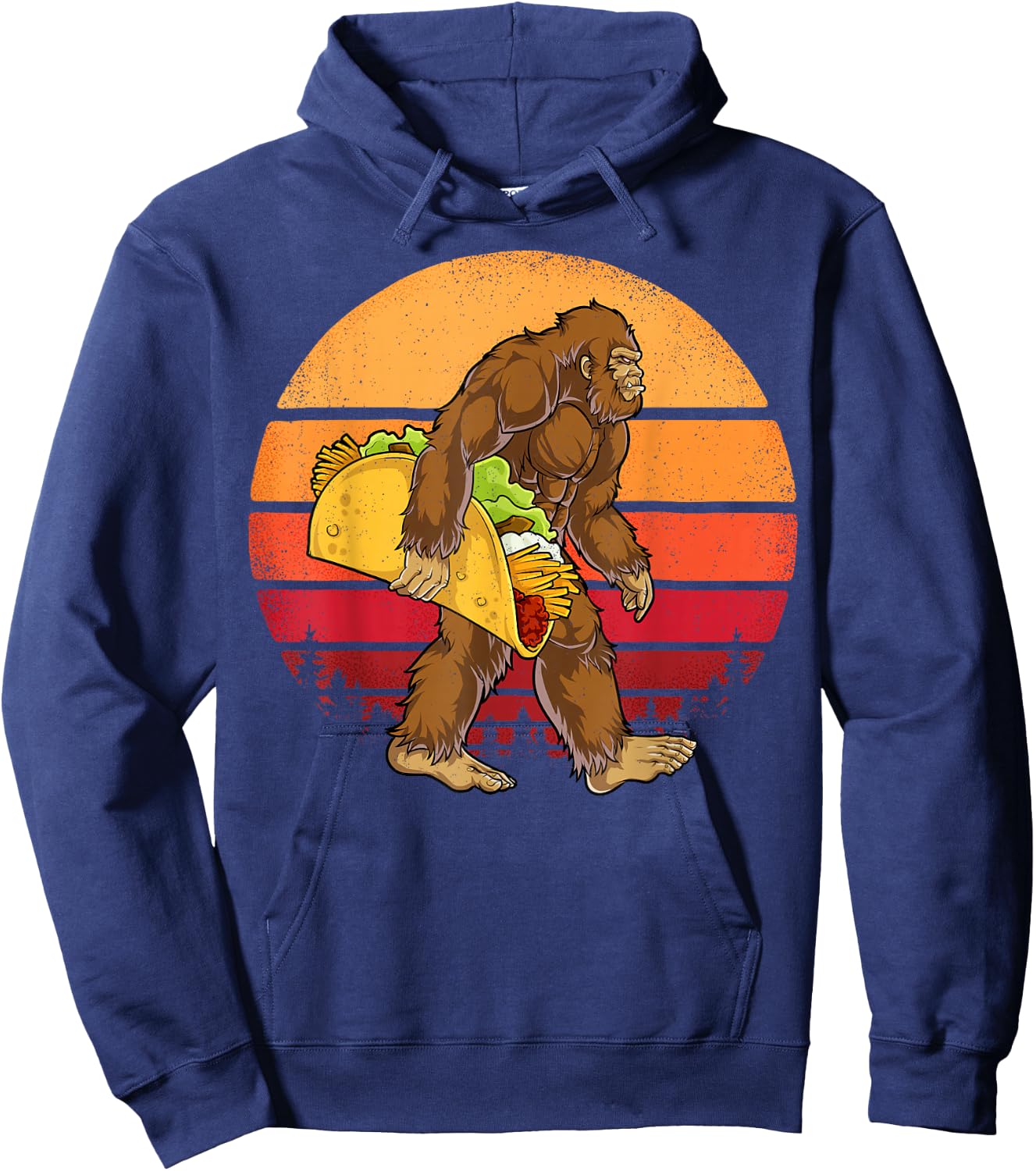 Bigfoot Carrying Taco Funny Cinco de Mayo Boys Men Sasquatch Hoodie - Hoodie | Navy