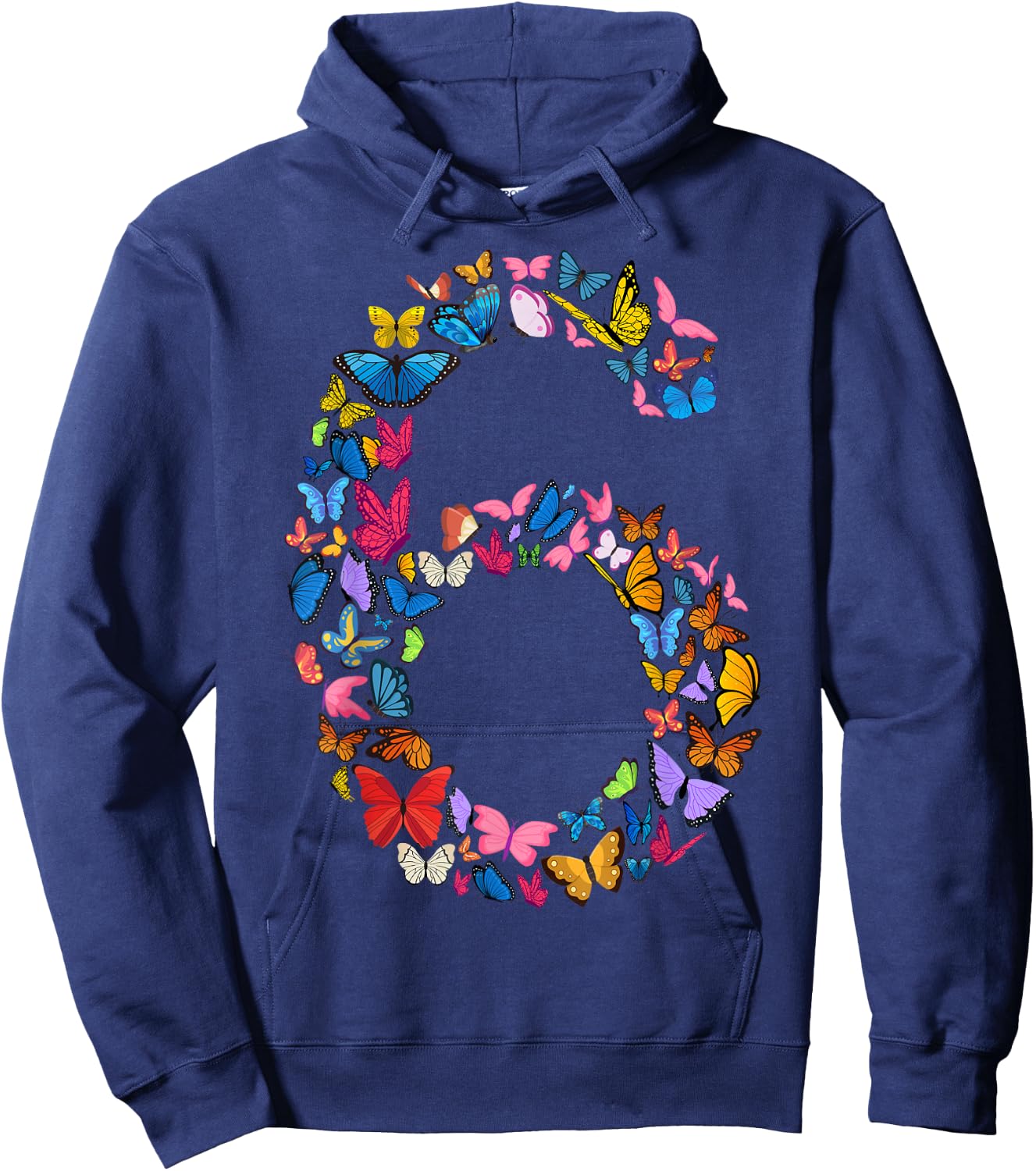 6th Birthday Butterflies 6 Years Old Girls Butterfly lover Hoodie - Hoodie | Navy