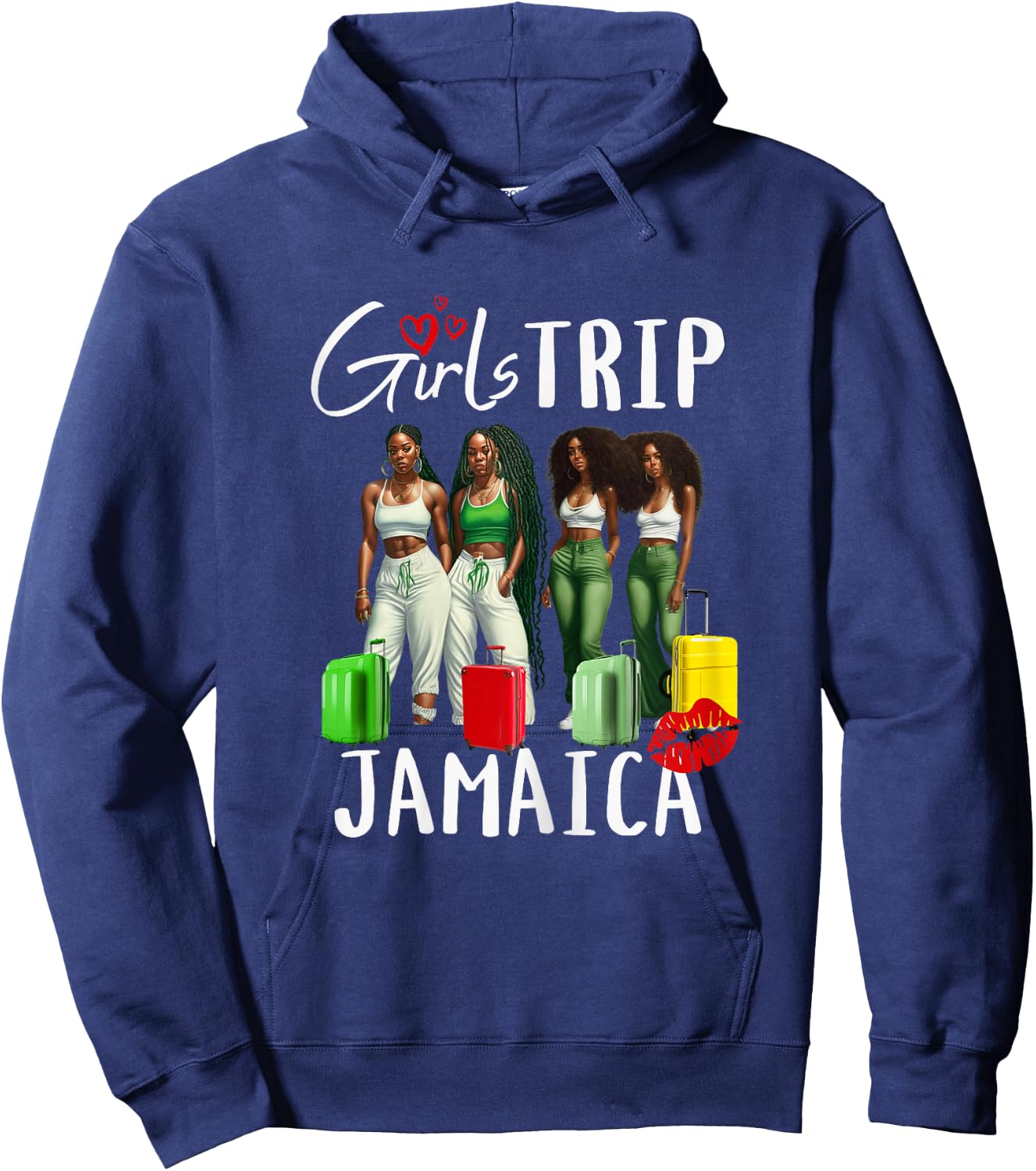 Girls TRip Jamaica Melanin Black Women Birthday Fun Vacation Hoodie - Hoodie | Navy