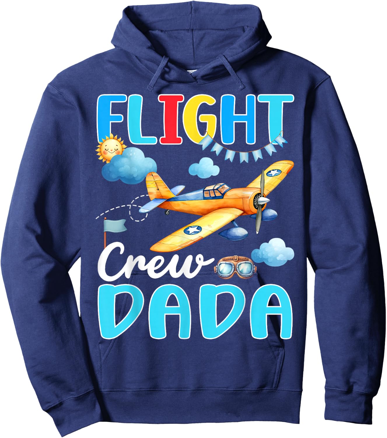 Flight Crew Dada Birthday Squad Airplane Matching Family Hoodie - Hoodie | Navy