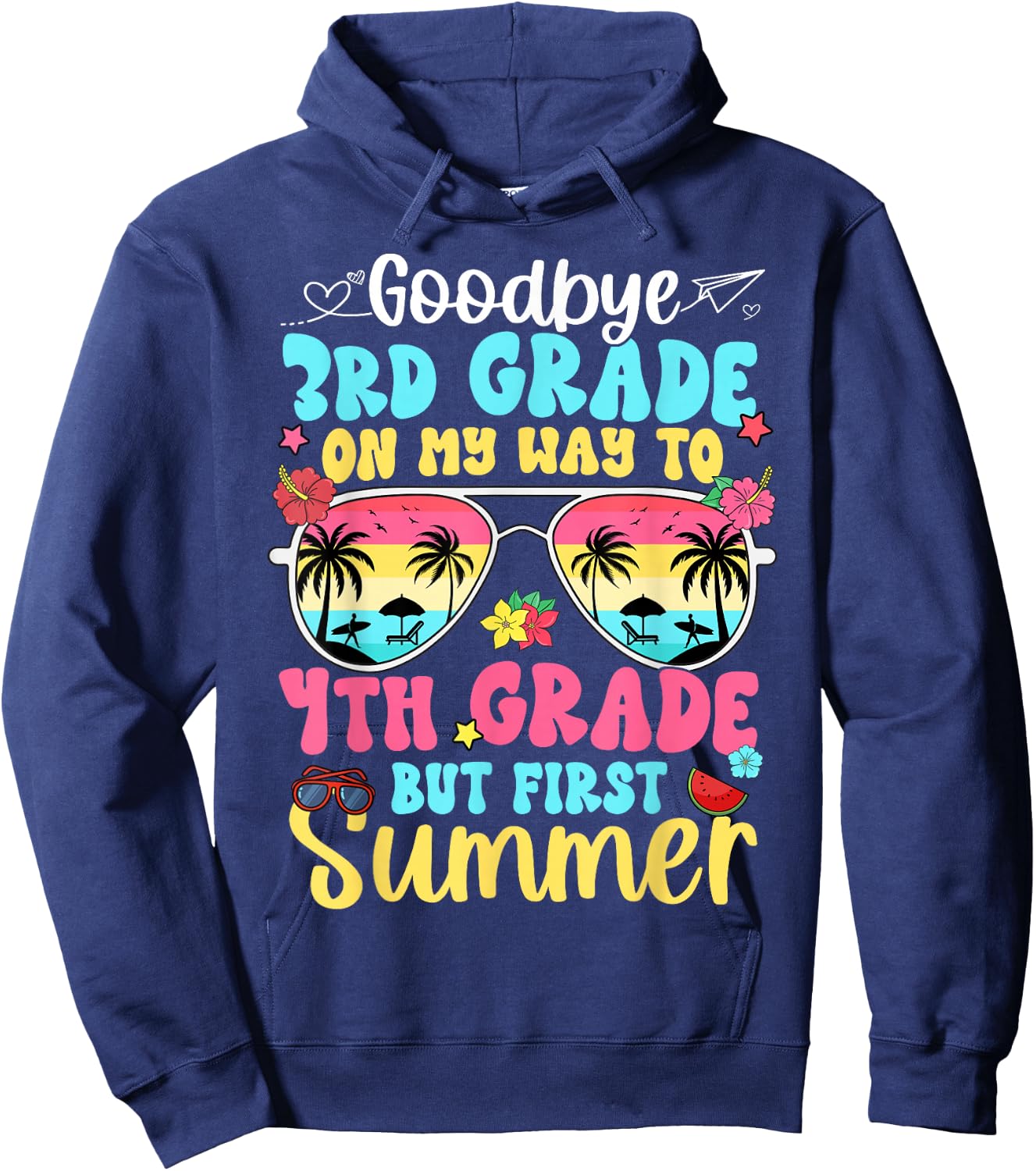 Good Bye 3rd Grade On My Way to 4th Grade Boy Girl Student Hoodie - Hoodie | Navy