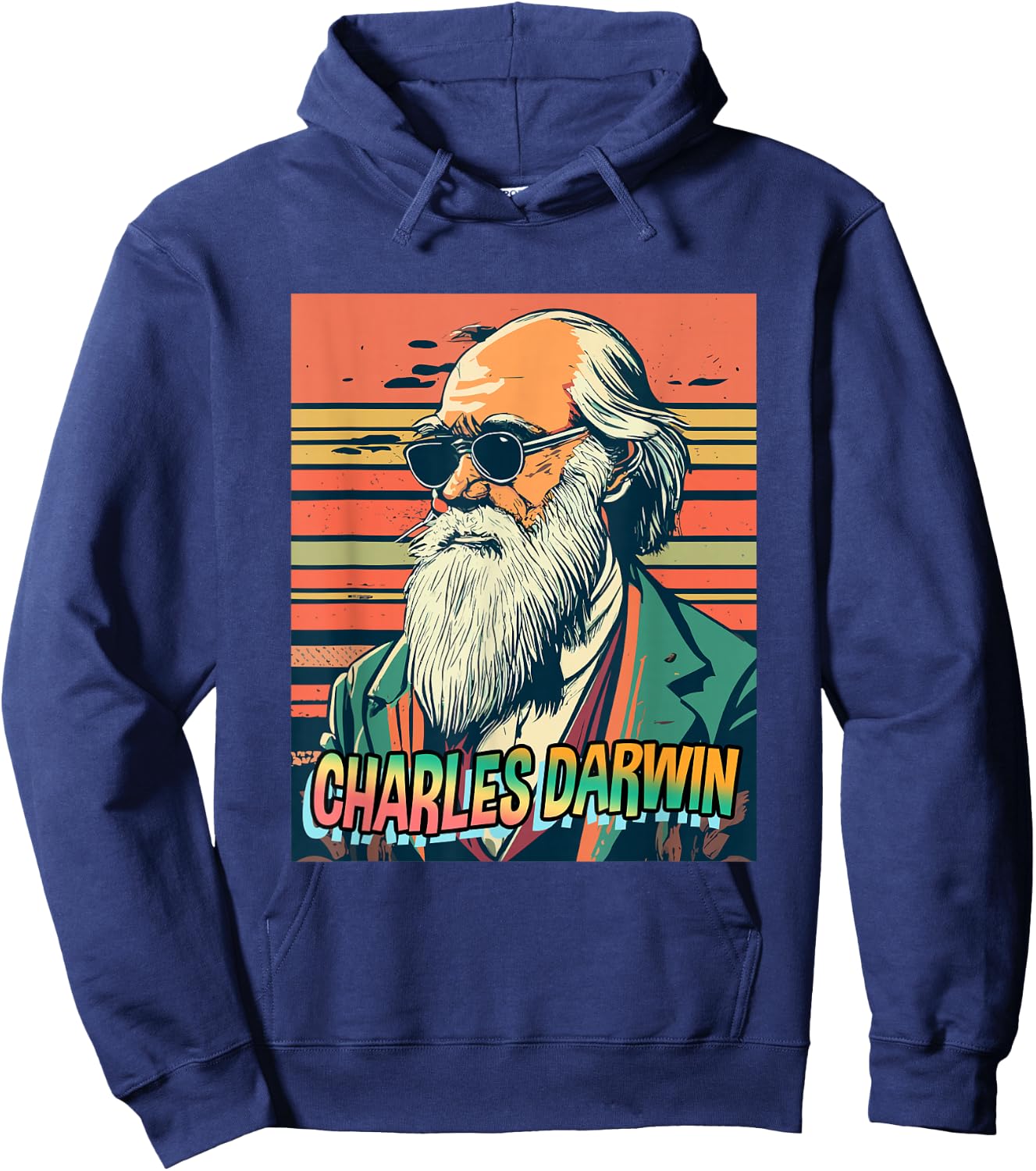 Retro Charles Darwin Shirt Naturalist Biologist Scientist Hoodie - Hoodie | Navy