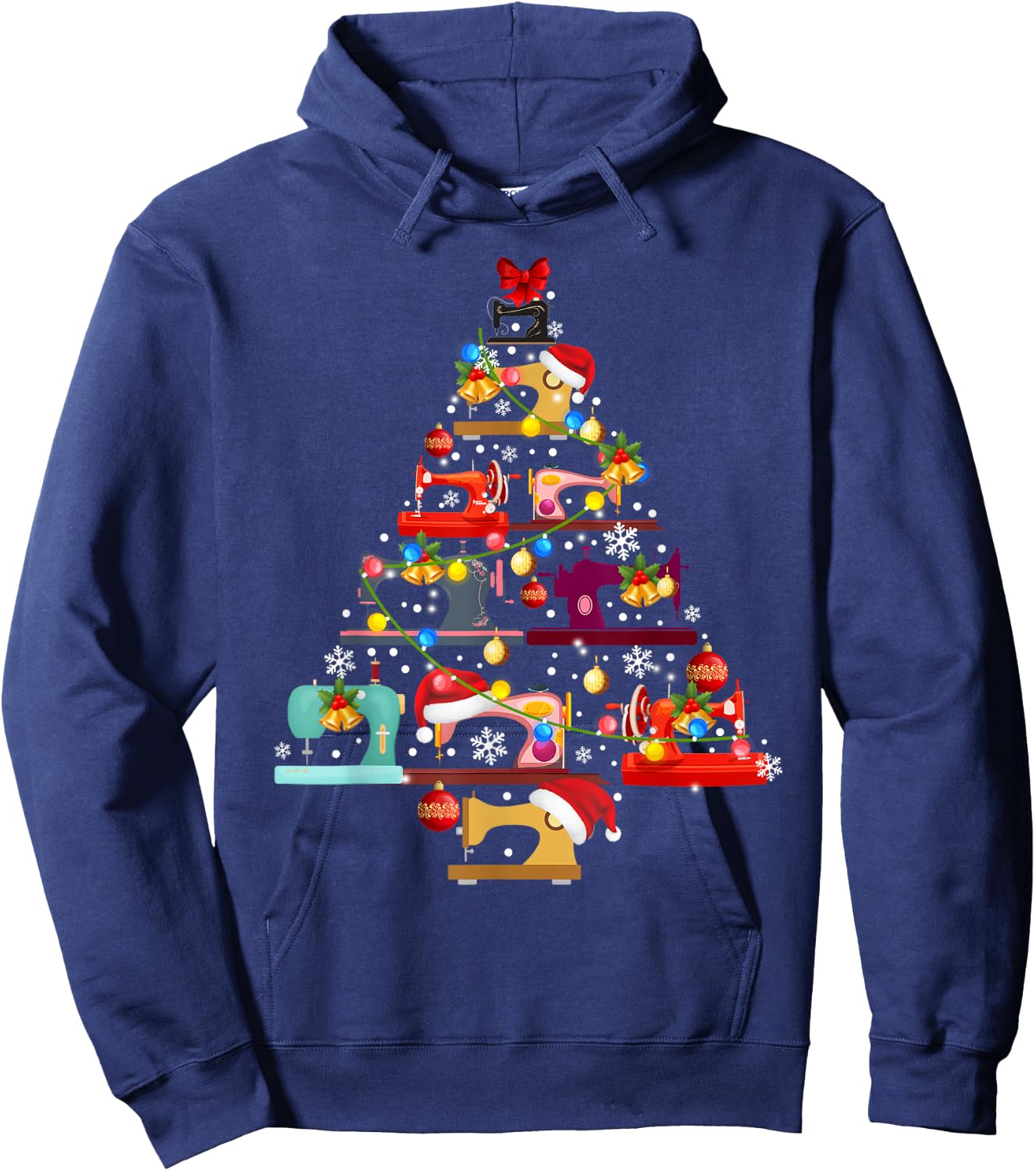 Sewing Machines Christmas Tree Quilt Sewing Lovers Xmas Gift Hoodie - Hoodie | Navy