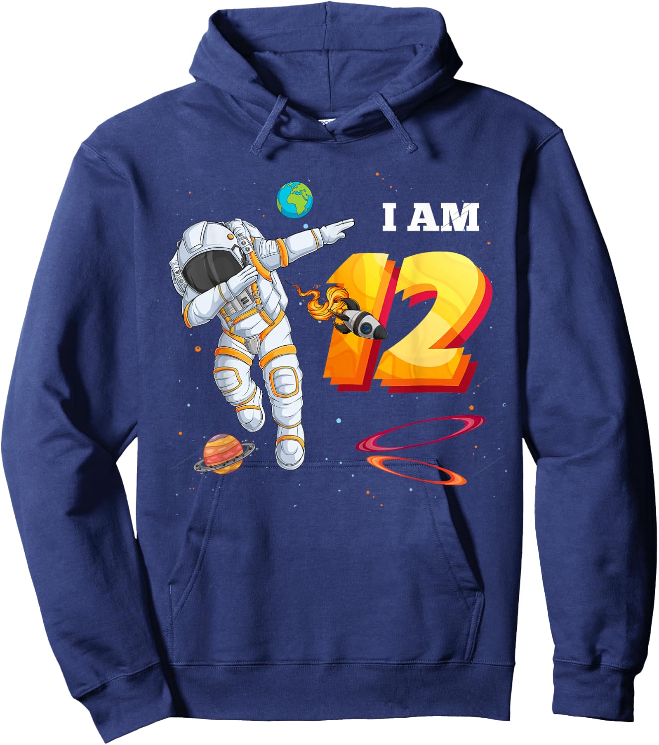 I Am 12th Birthday Cool Astronaut Space 12 Year Old Funny Hoodie - Hoodie | Navy
