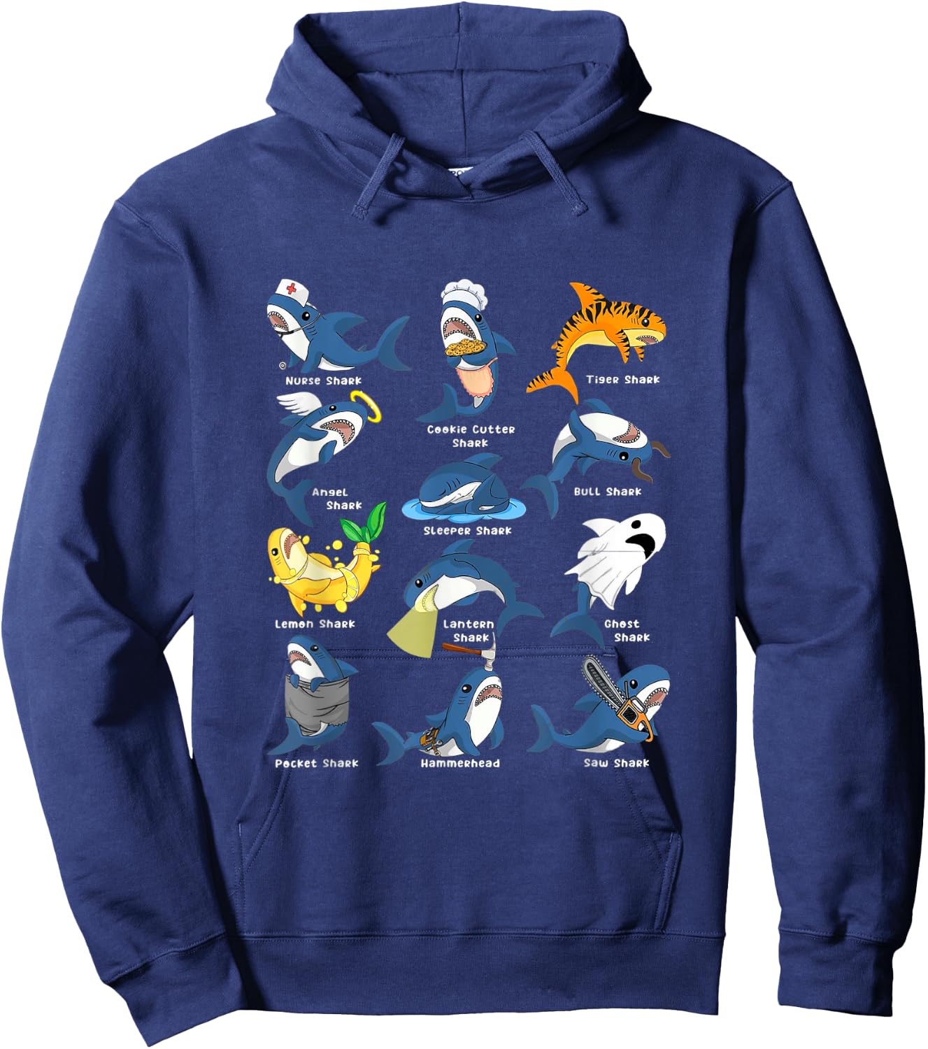 Type of Sharks Costume Shark Nurse Angel Shark Sleeper Shark Hoodie - Hoodie | Navy