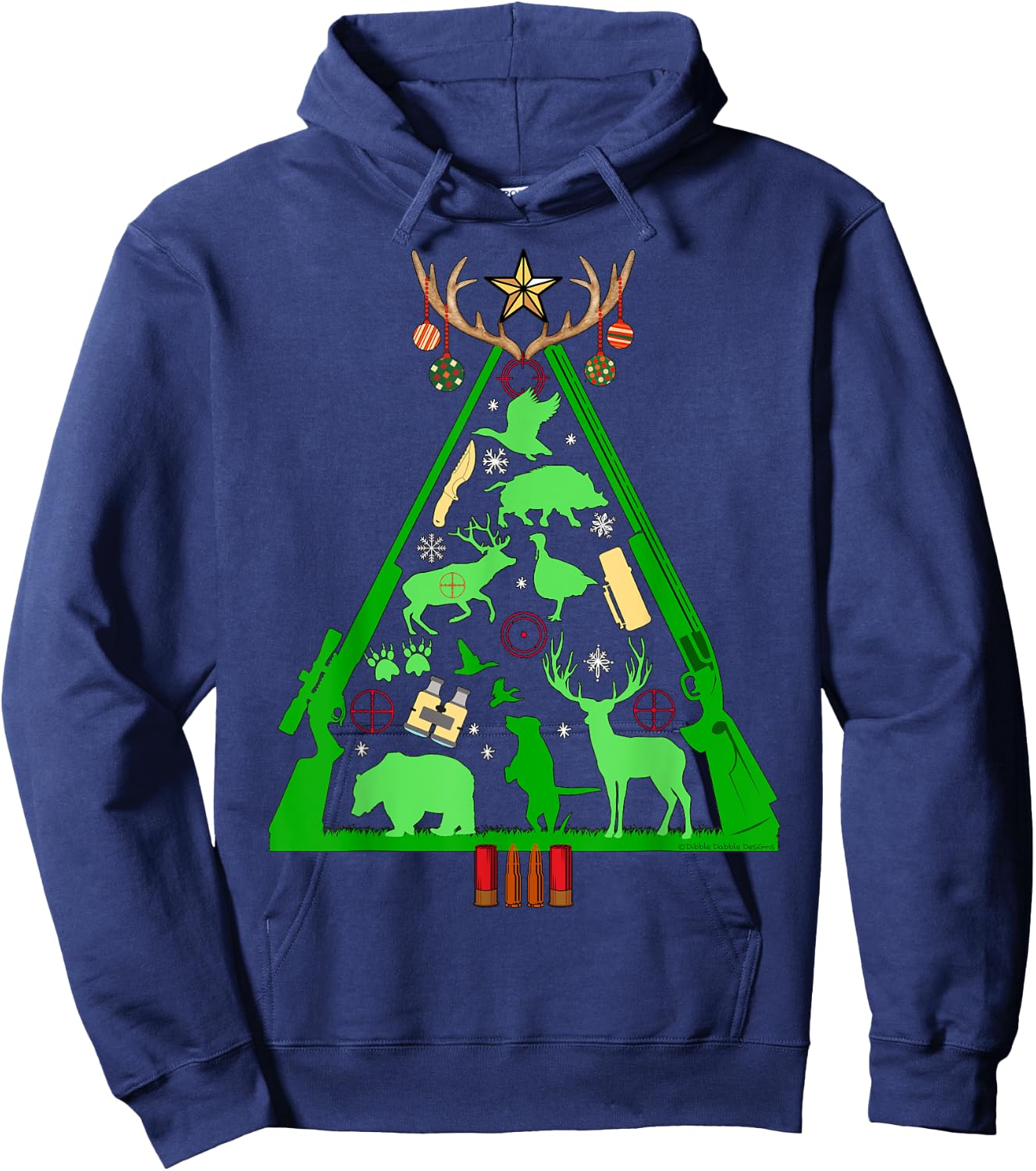 Fun Hunting Deer and Elk Hunter Christmas Tree Hunters Hoodie - Hoodie | Navy
