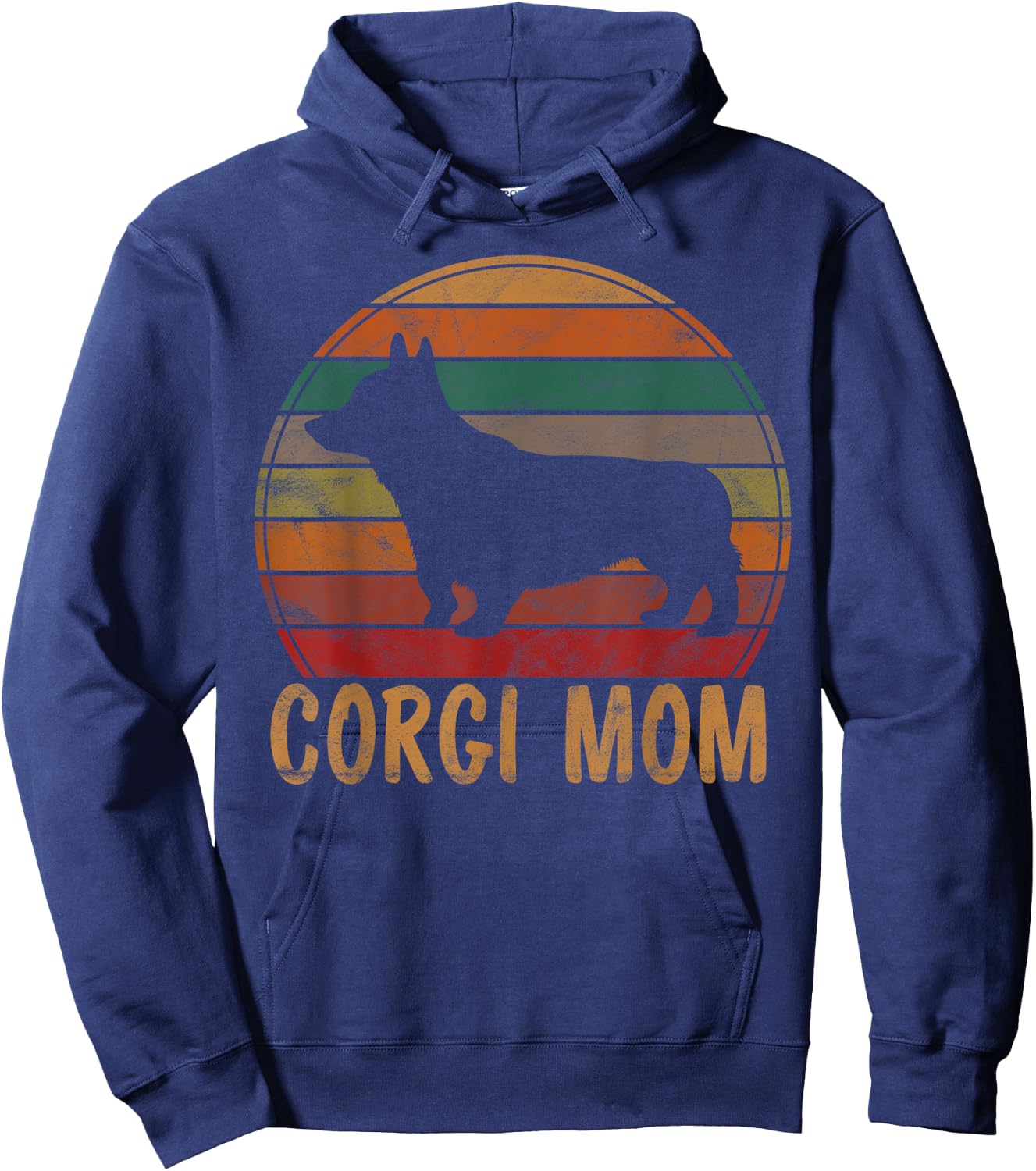 Retro Corgi Mom Gift Dog Mother Pet Welsh Corgi Mama Hoodie - Hoodie | Navy