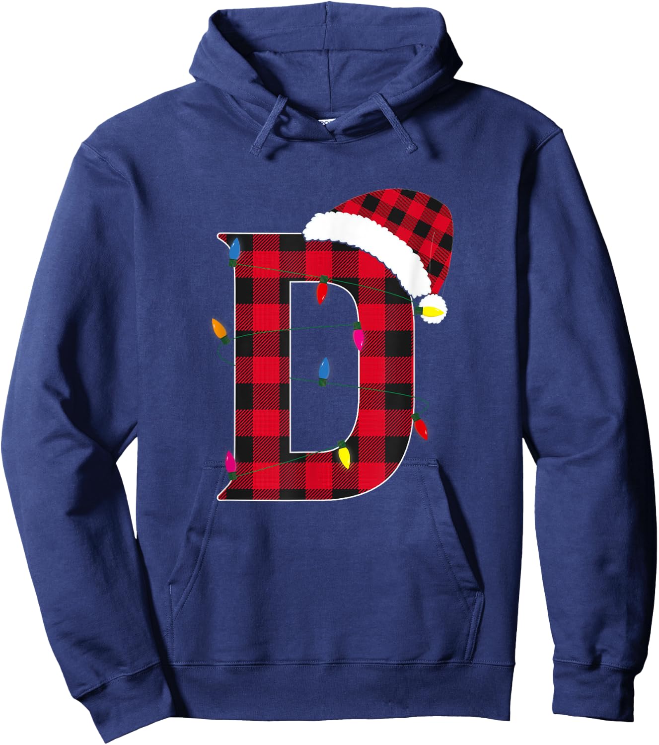 Awesome Letter M Initial Name Buffalo Plaid Christmas Hoodie - Hoodie | Navy