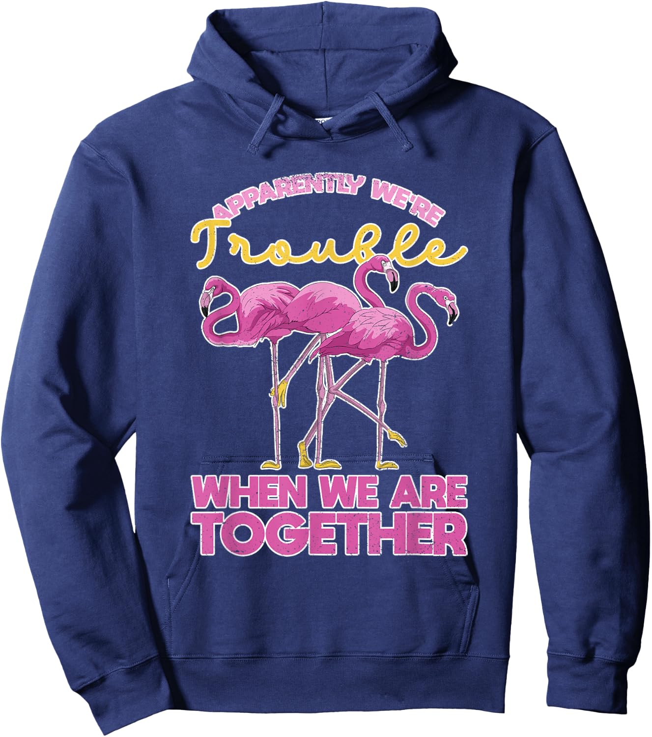 Apparently Were Trouble When We Are Together Funny Flamingo Hoodie - Hoodie | Navy