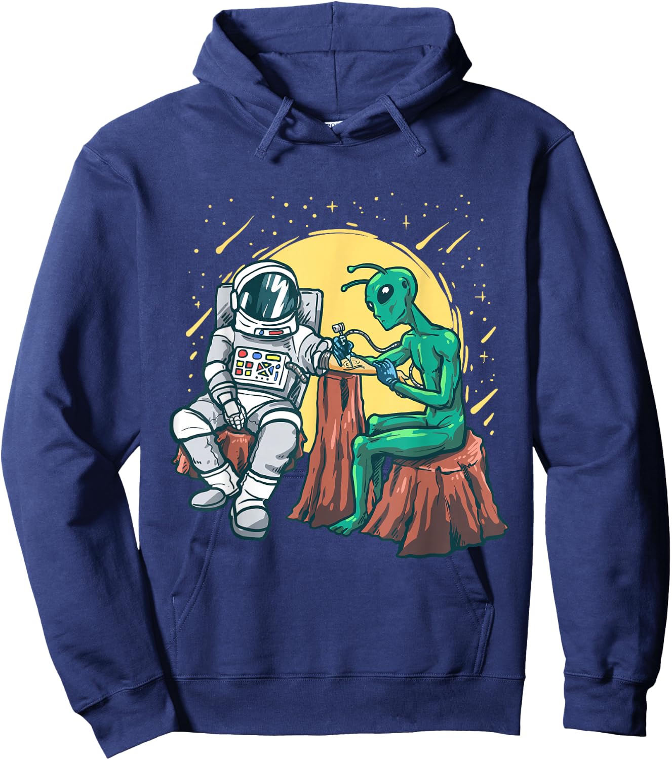 Alien Tattooed Astronaut Ink Tattoo Artist Hoodie - Hoodie | Navy