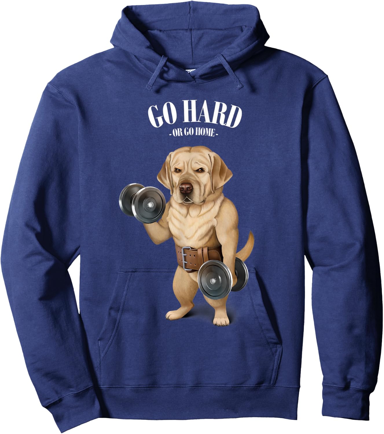 Labrador Retriever Dog Muscle Training with Dumbbell Hoodie - Hoodie | Navy