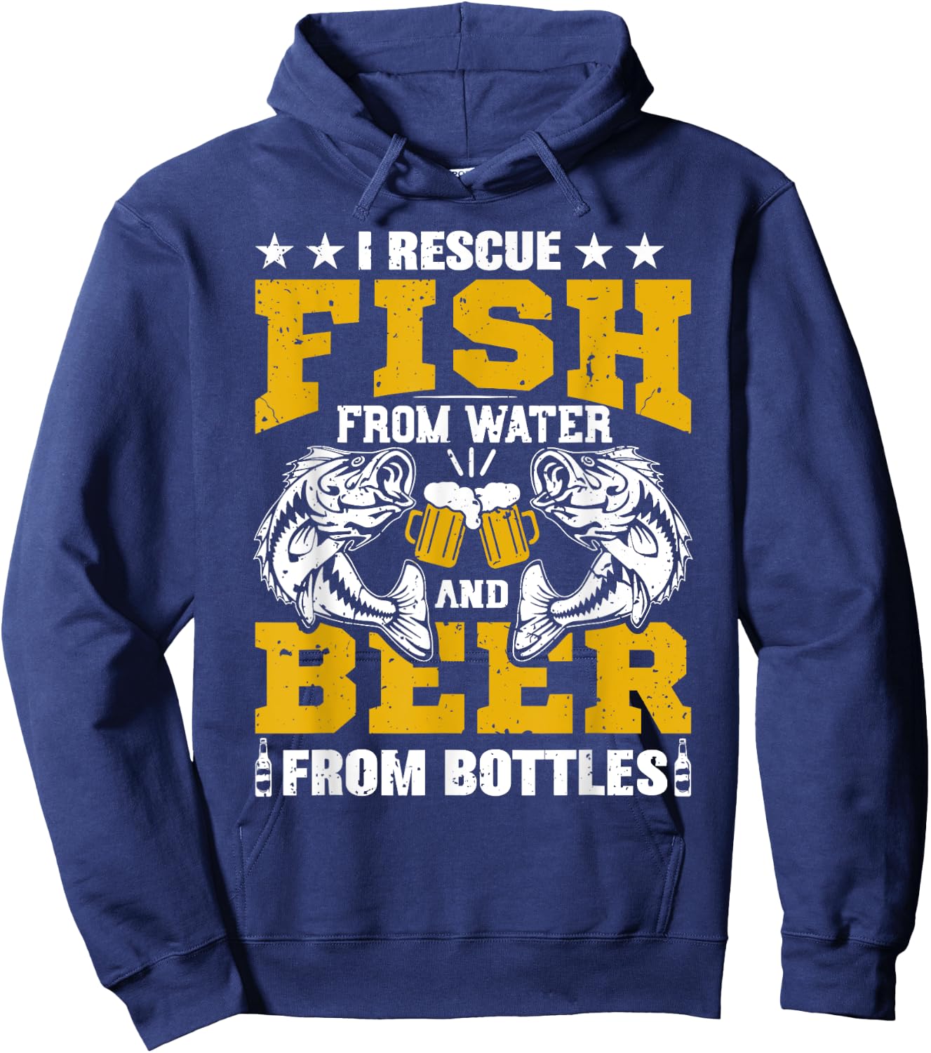 I Rescue Fish From Water Beer From Bottle Funny Fishing Hoodie - Hoodie | Navy