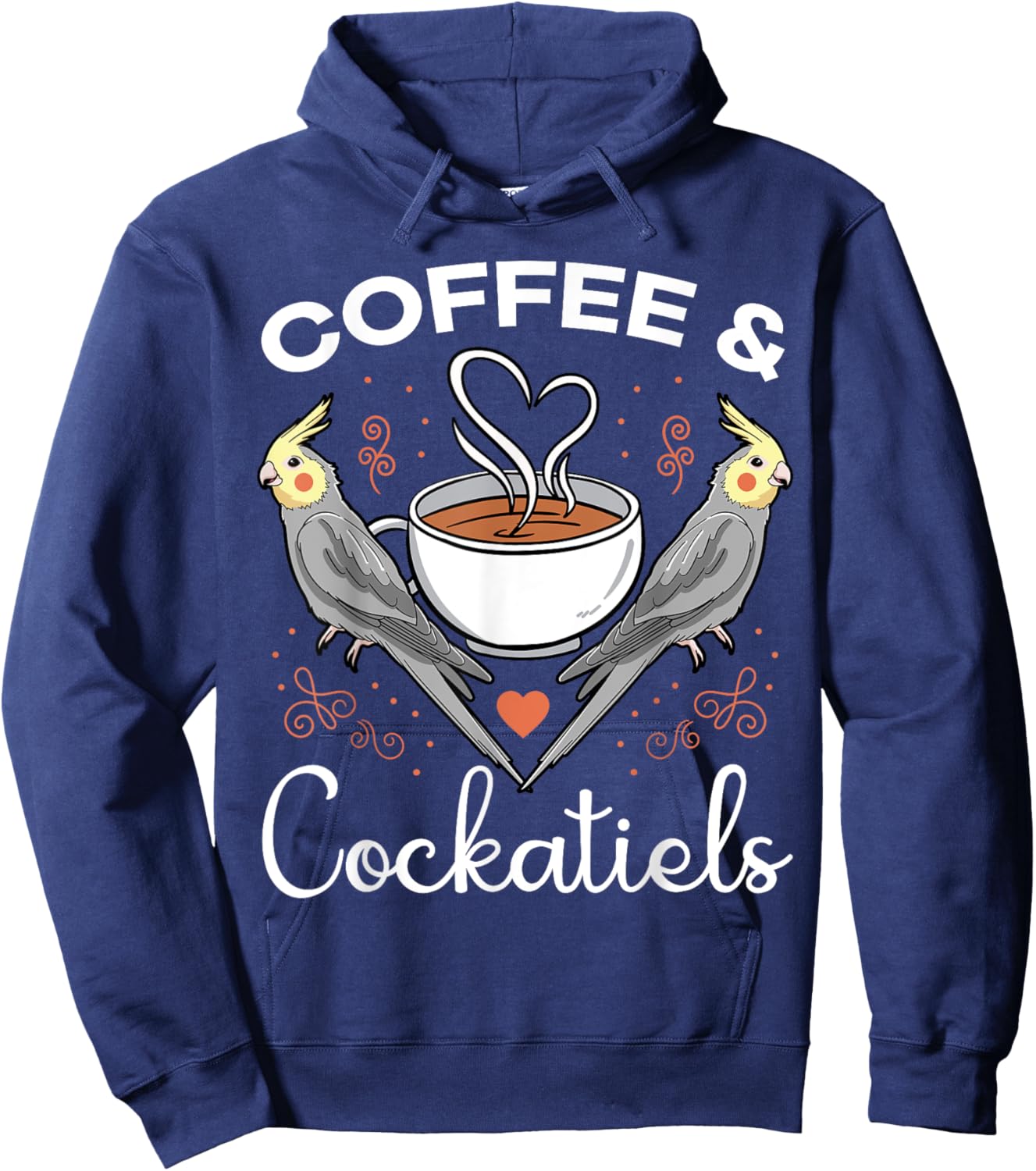 Cockatiel Coffee Lover Cockatoo Lutino Parrot Quarrion Tiel Hoodie - Hoodie | Navy