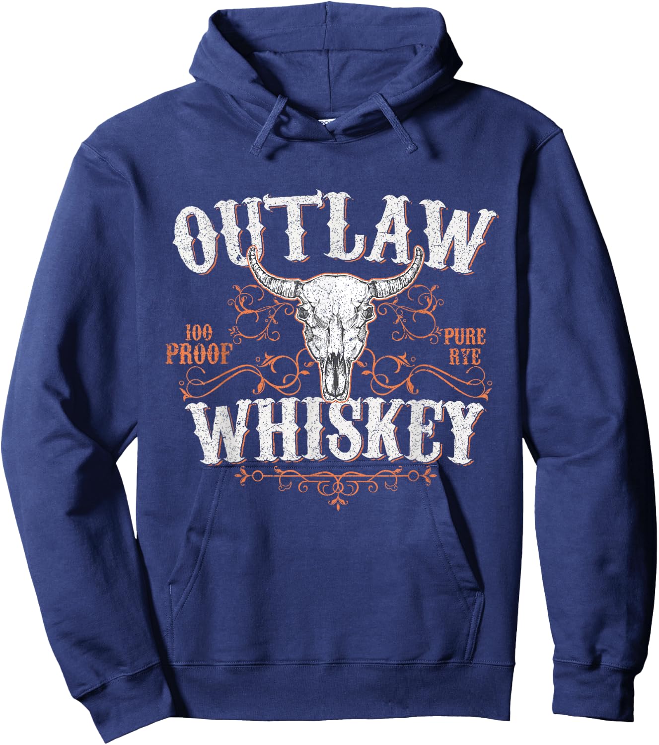 Outlaw Whiskey Country Vintage Graphic Hoodie - Hoodie | Navy
