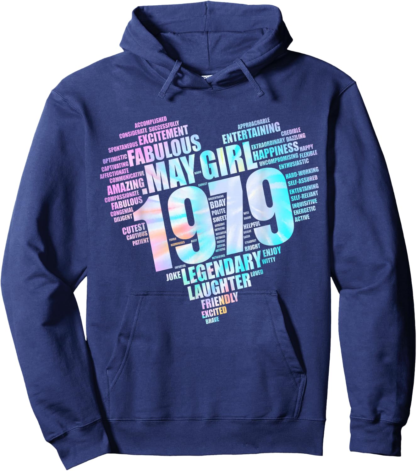 MAY GIRL 1979 Awesome Fabulous Heart 47th Birthday Mom Pink Hoodie - Hoodie | Navy