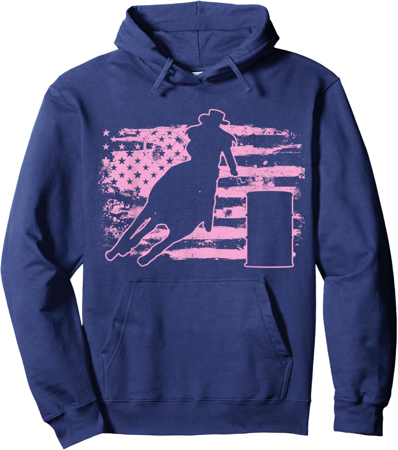 Barrel Racing USA American Flag Gift Barrel Racers Hoodie - Hoodie | Navy
