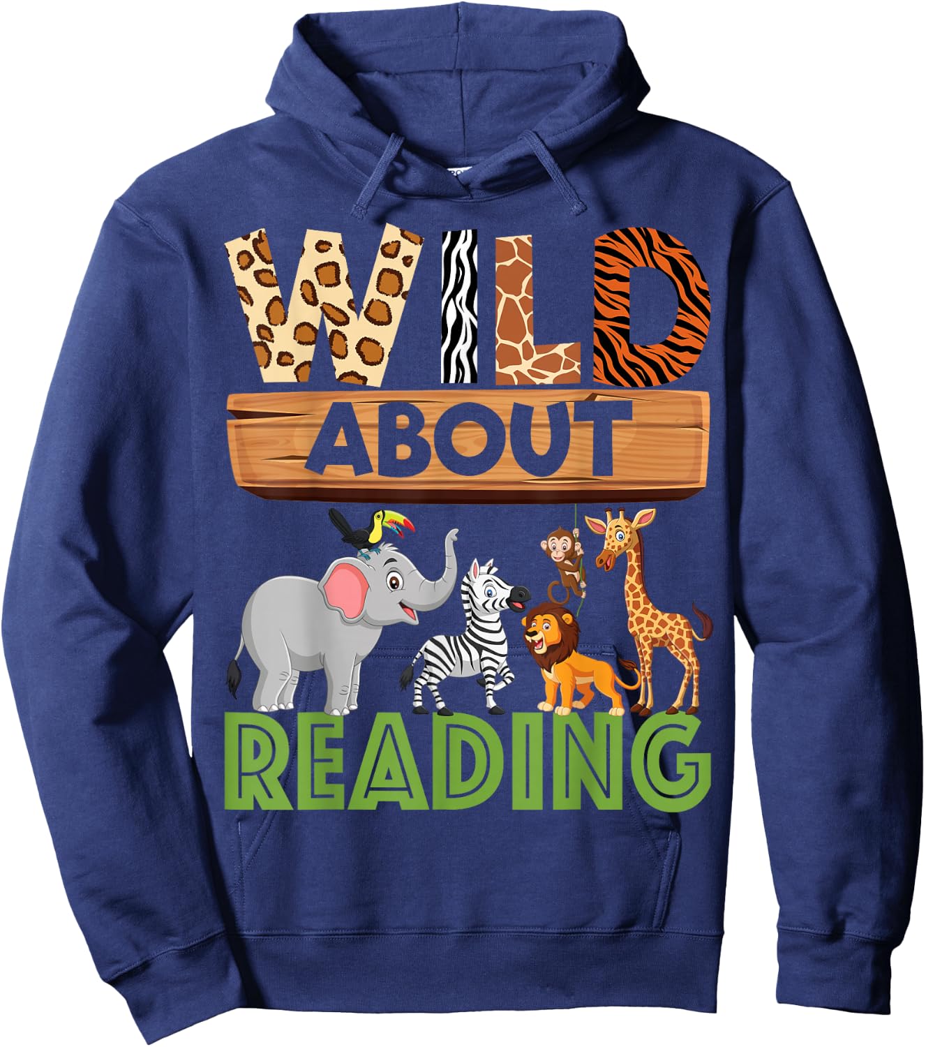 Wild About Reading Teacher Reading Books Back to School Hoodie - Hoodie | Navy