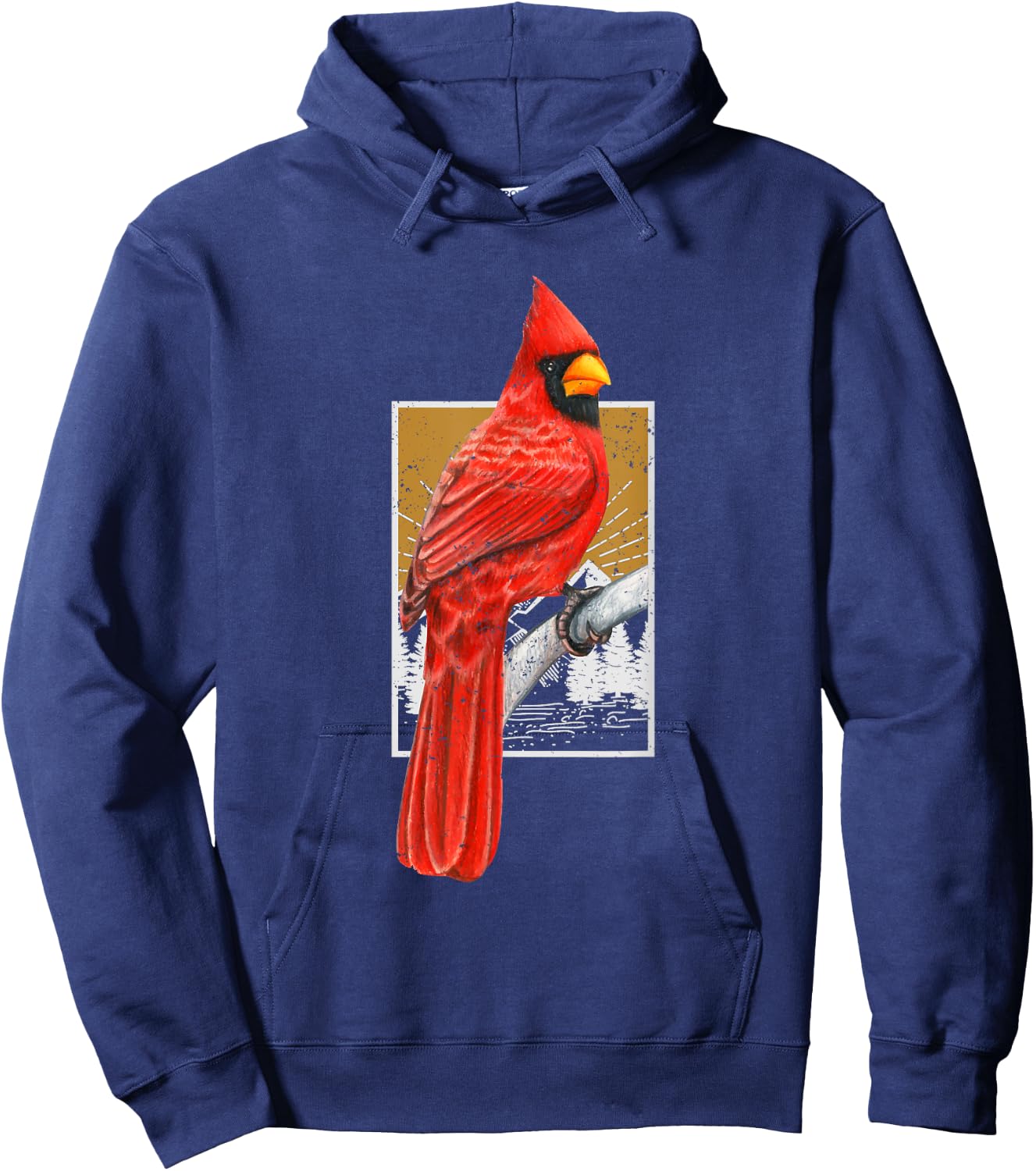 Red Cardinal Bird Watcher Bird Watching Vintage Nature Bird Hoodie - Hoodie | Navy