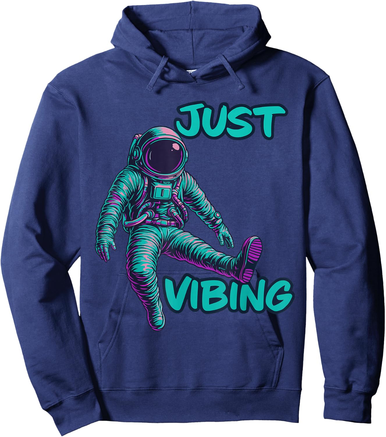 Astronaut Purple and Teal Shirts, Galaxy Just Vibing Hoodie - Hoodie | Navy