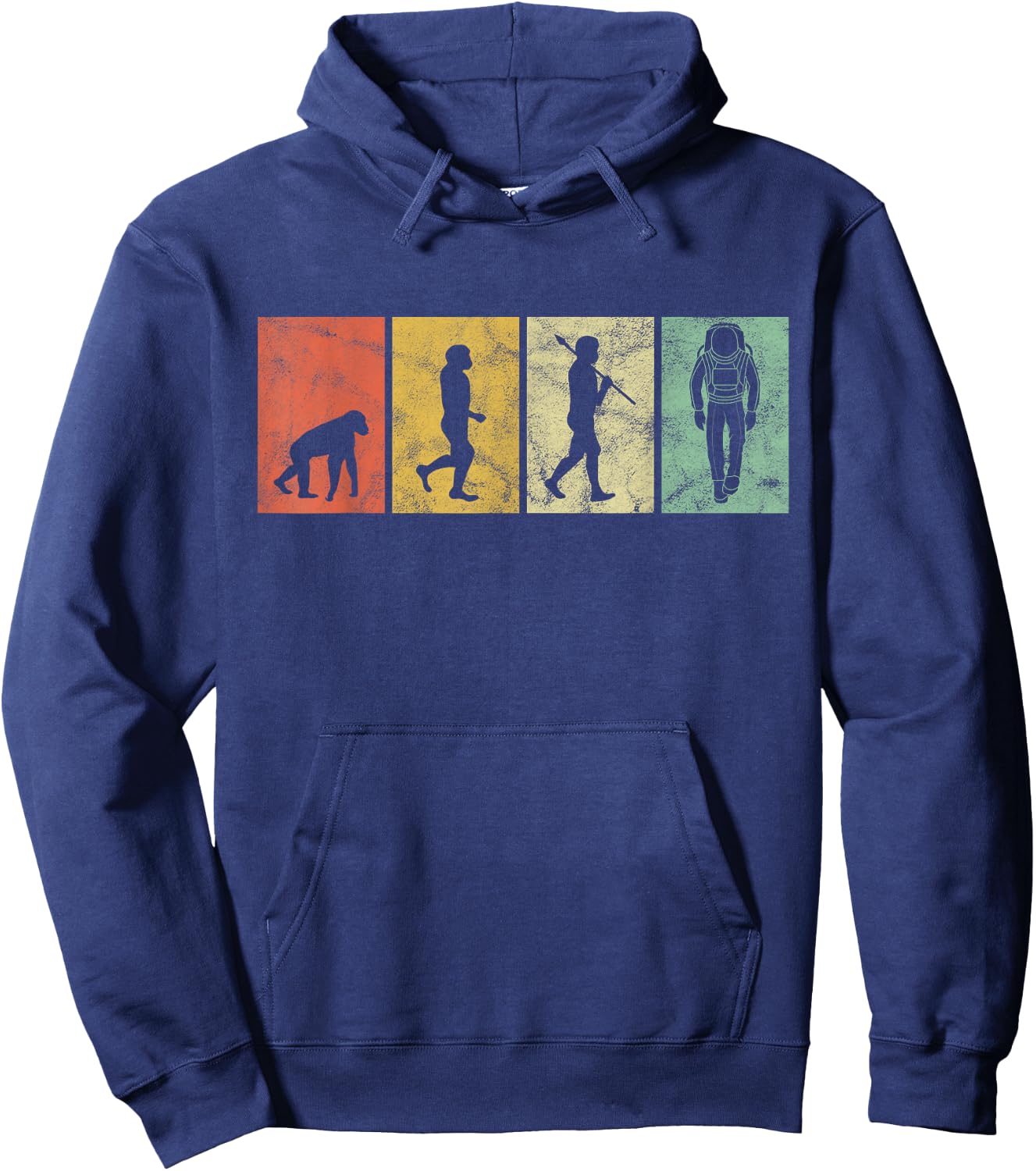 Evolution Of Man Astronaut Space Funny Graphic Retro Vintage Hoodie - Hoodie | Navy