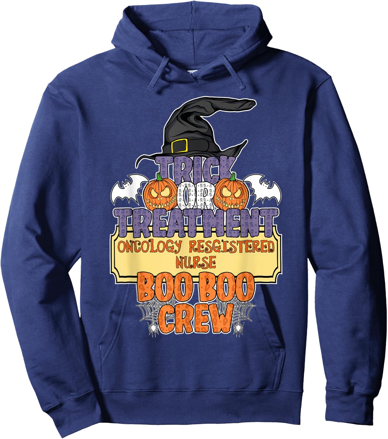 Trick Or Treatment Oncology Nurse Boo Boo Crew Halloween Hoodie - Hoodie | Navy
