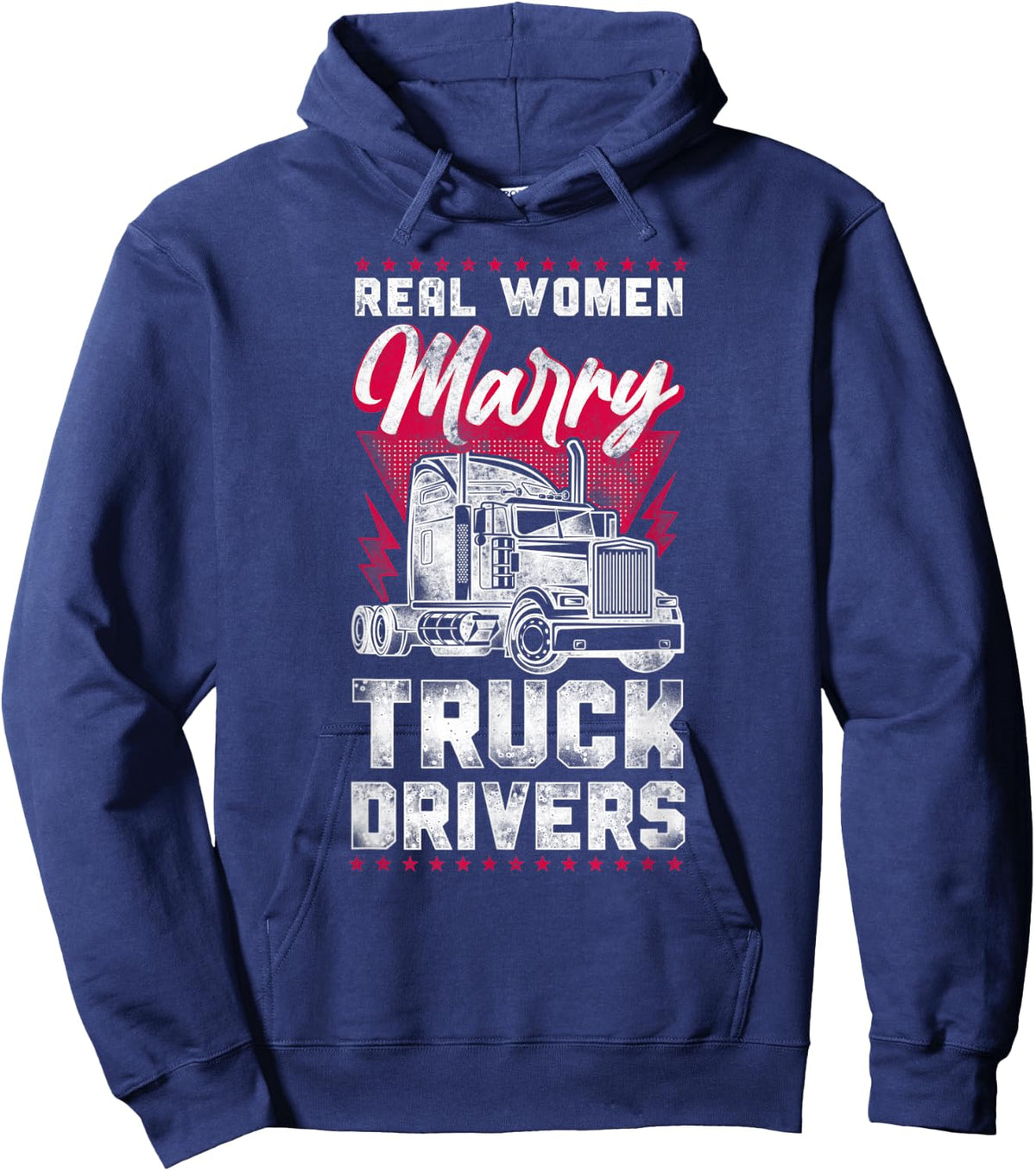 Trucker Truck Driver Wife Girlfriend Vintage Real Women Hoodie - Hoodie | Navy
