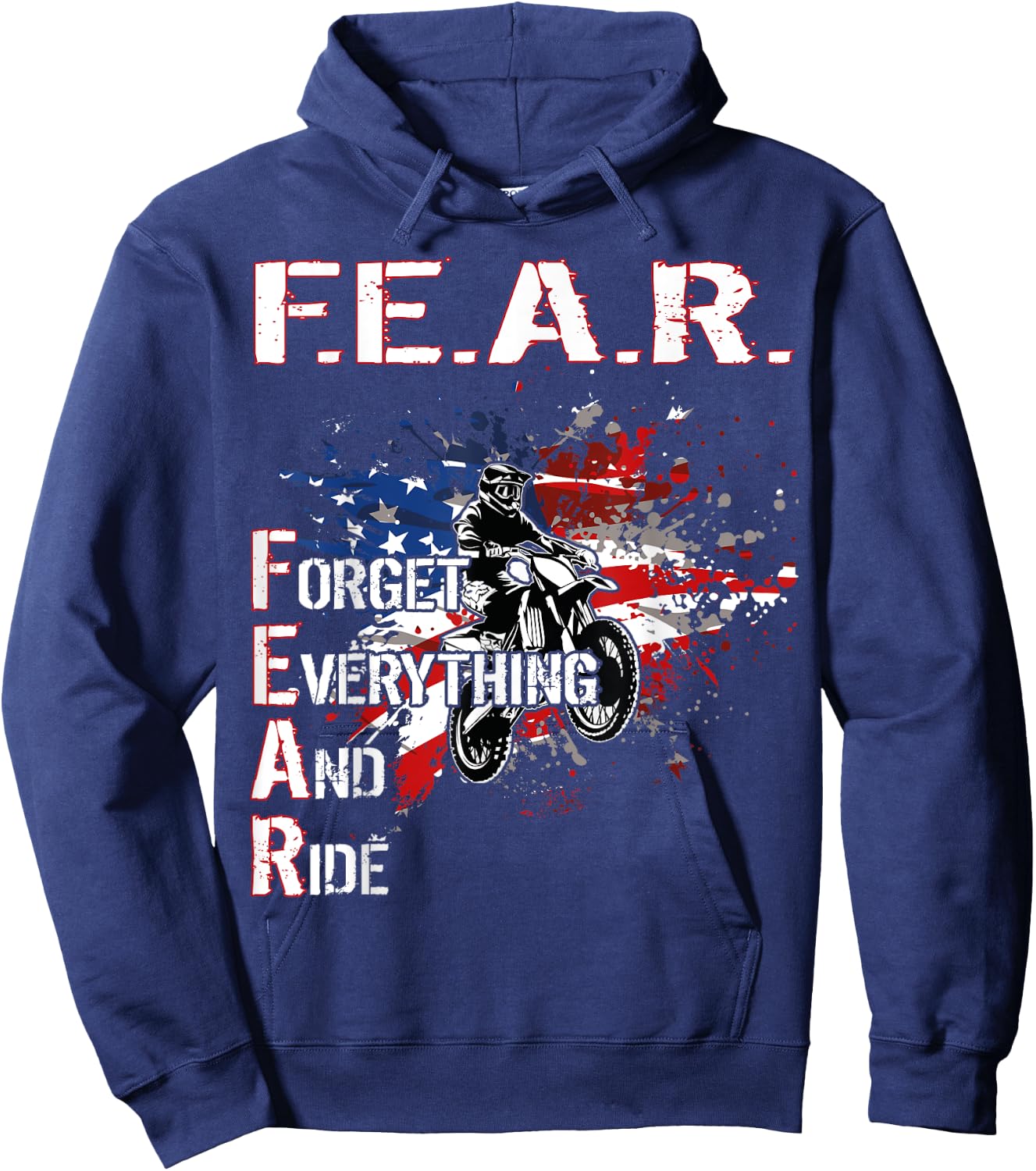 Dirtbike Motocross Forget everything and ride MX US Flag Hoodie - Hoodie | Navy
