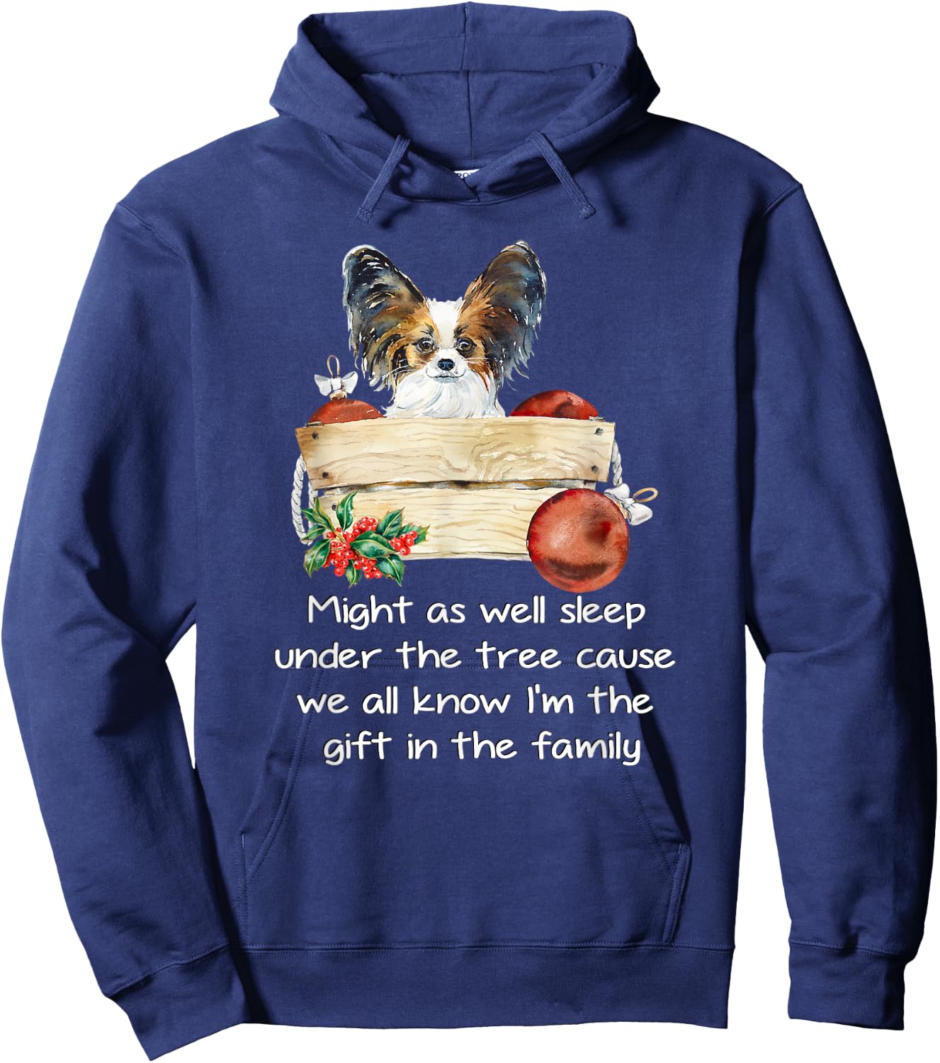 Favorite Family Papillon Puppy Funny Christmas Humor Quote Hoodie - Hoodie | Navy