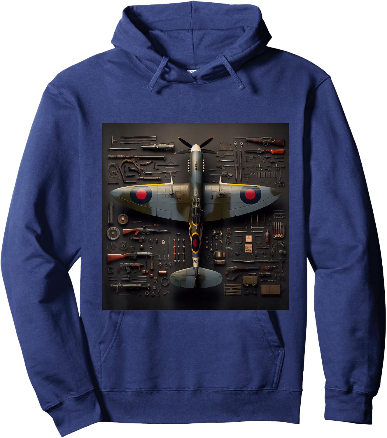 WW2 Spitfire Iconic British Airplane Assembly Parts Hoodie - Hoodie | Navy